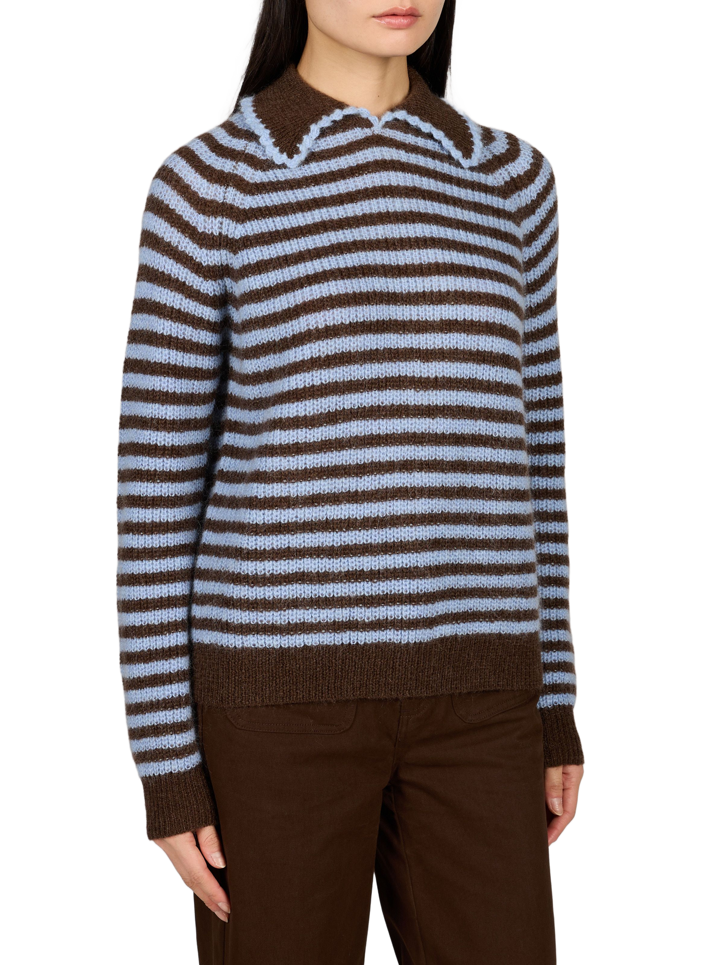 Gestreepte polotrui van wolmix GARANCE Blauw