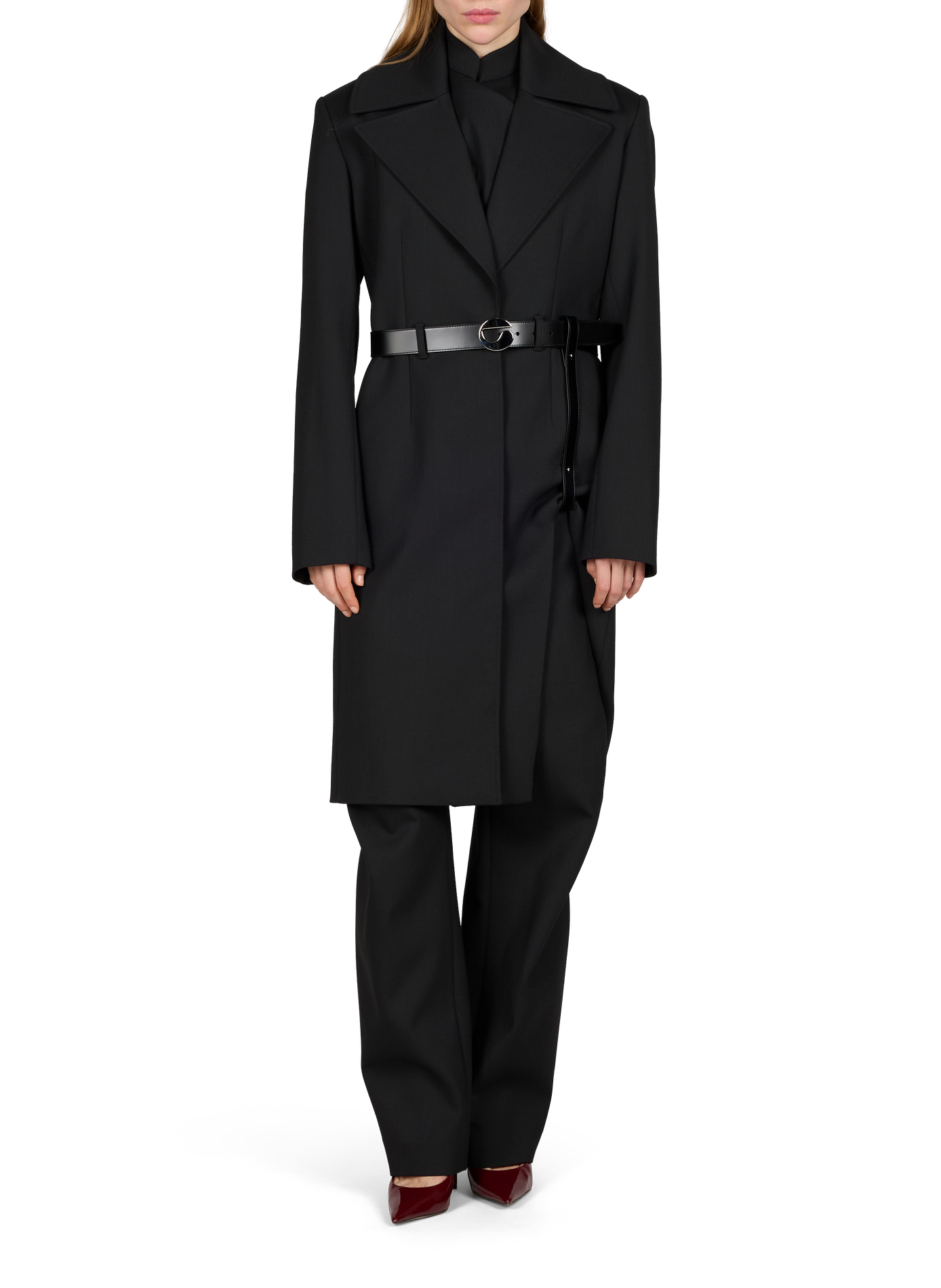 Straight belted coat with tailored collar COPERNI Black
