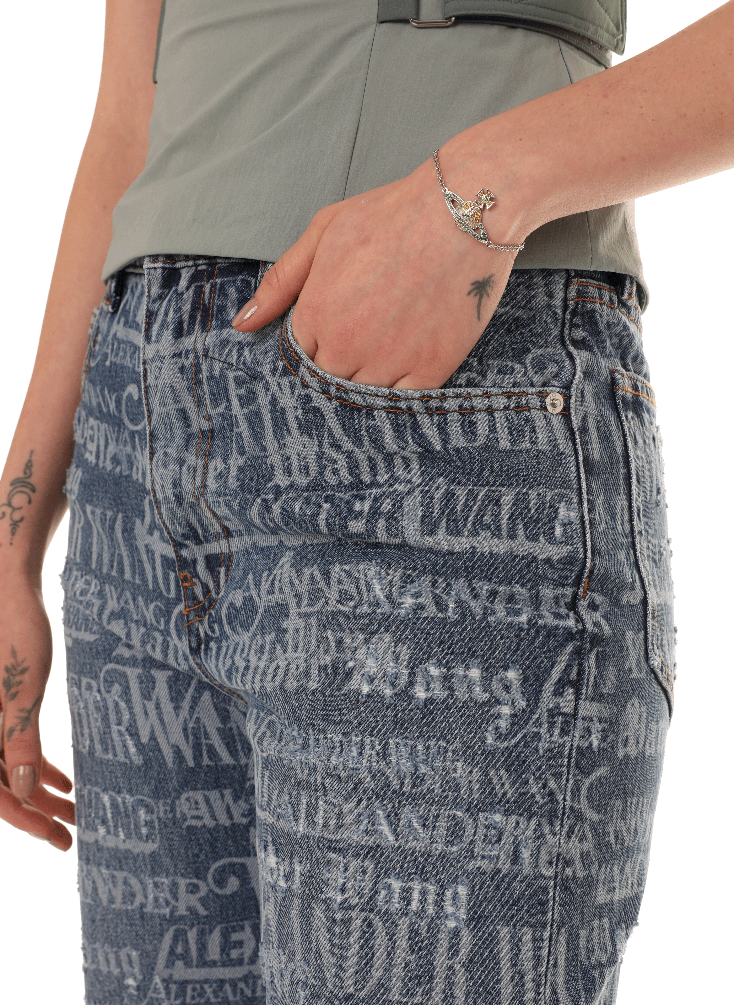 Jean droit logotypé ALEXANDER WANG Bleu