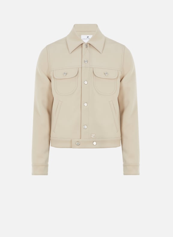 Twill Trucker Jacket Beige by COURRÈGES COURRÈGES Twill Trucker Jacket Beige