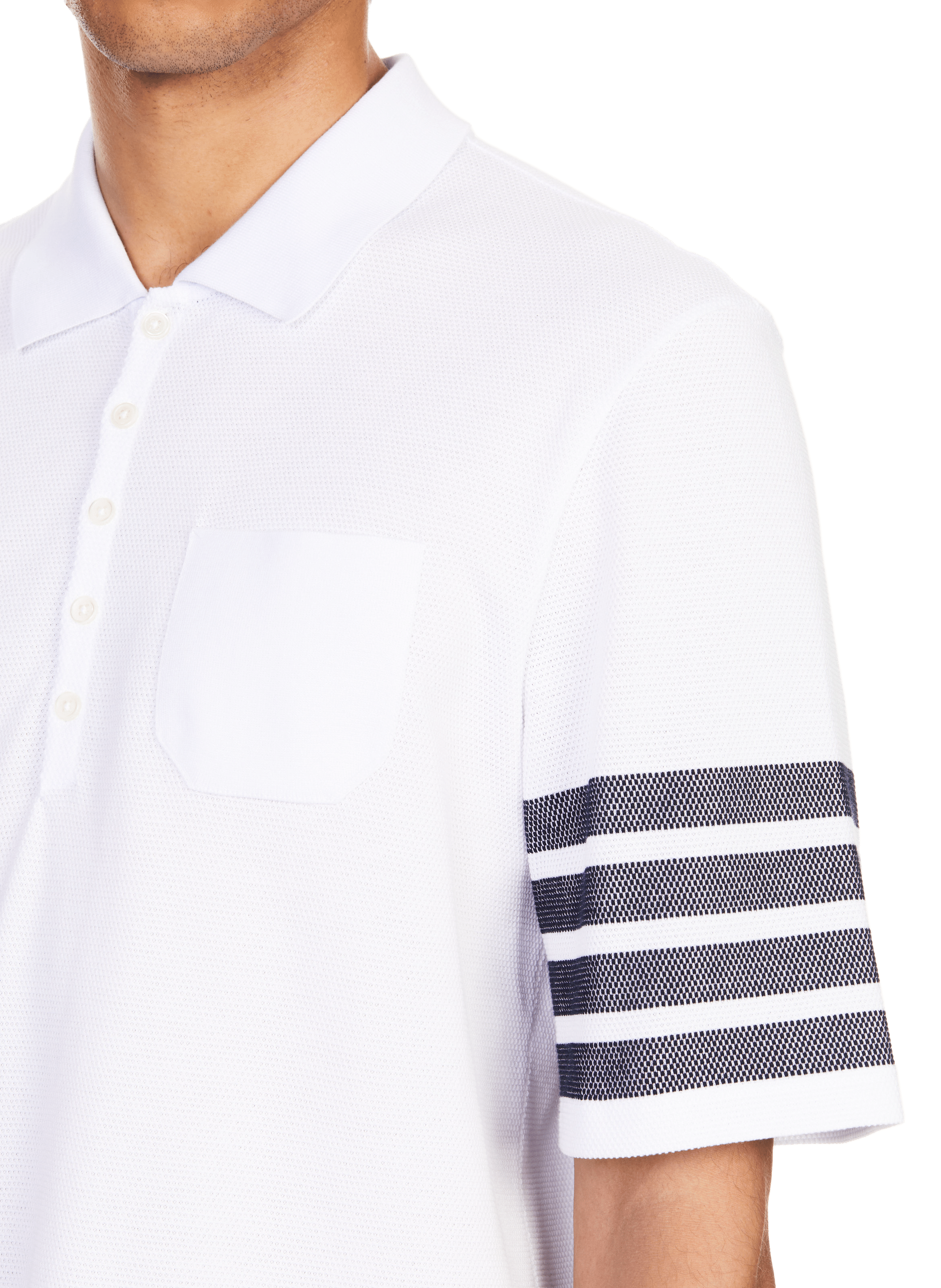 Polo uni en piqué  THOM BROWNE Blanc