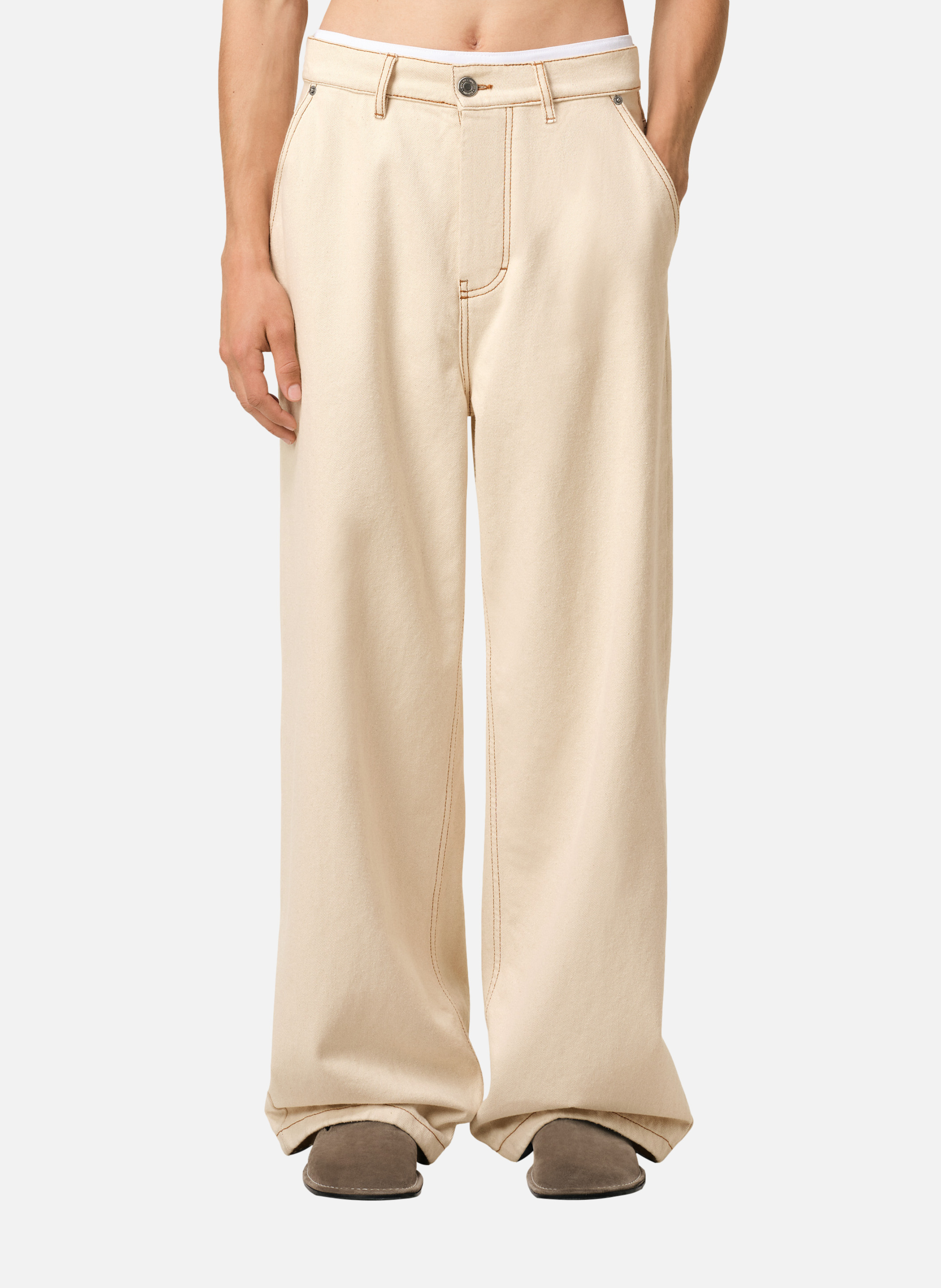 Jean coupe large AMI PARIS Blanc