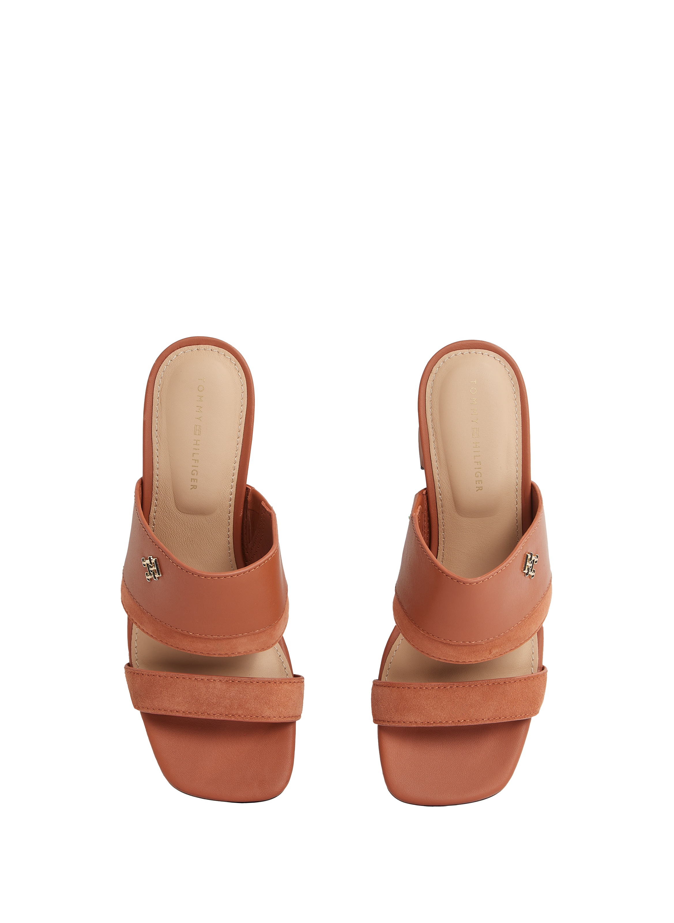 Heeled leather mules TOMMY HILFIGER Brown