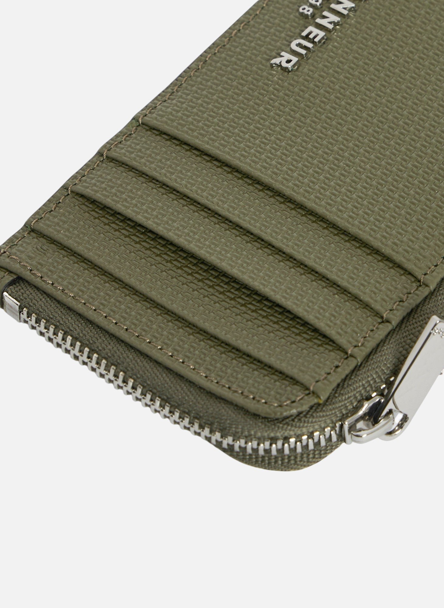 Porte carte large zippé emile en cuir signature t LE TANNEUR Vert