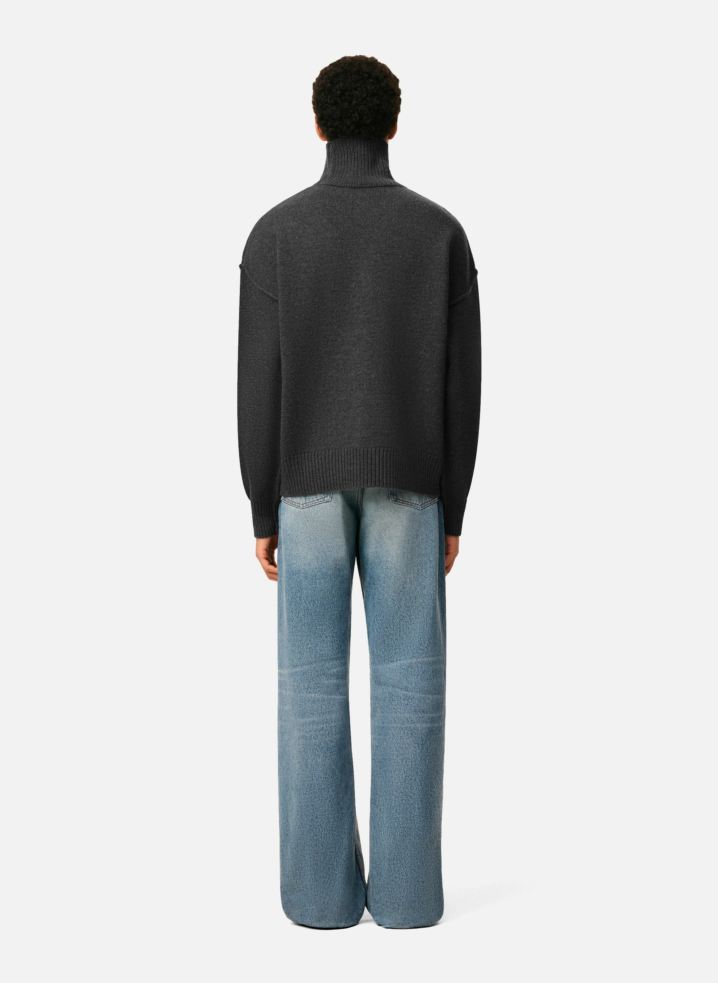 Pull col cheminée ami de coeur en laine unisexe AMI PARIS Gris