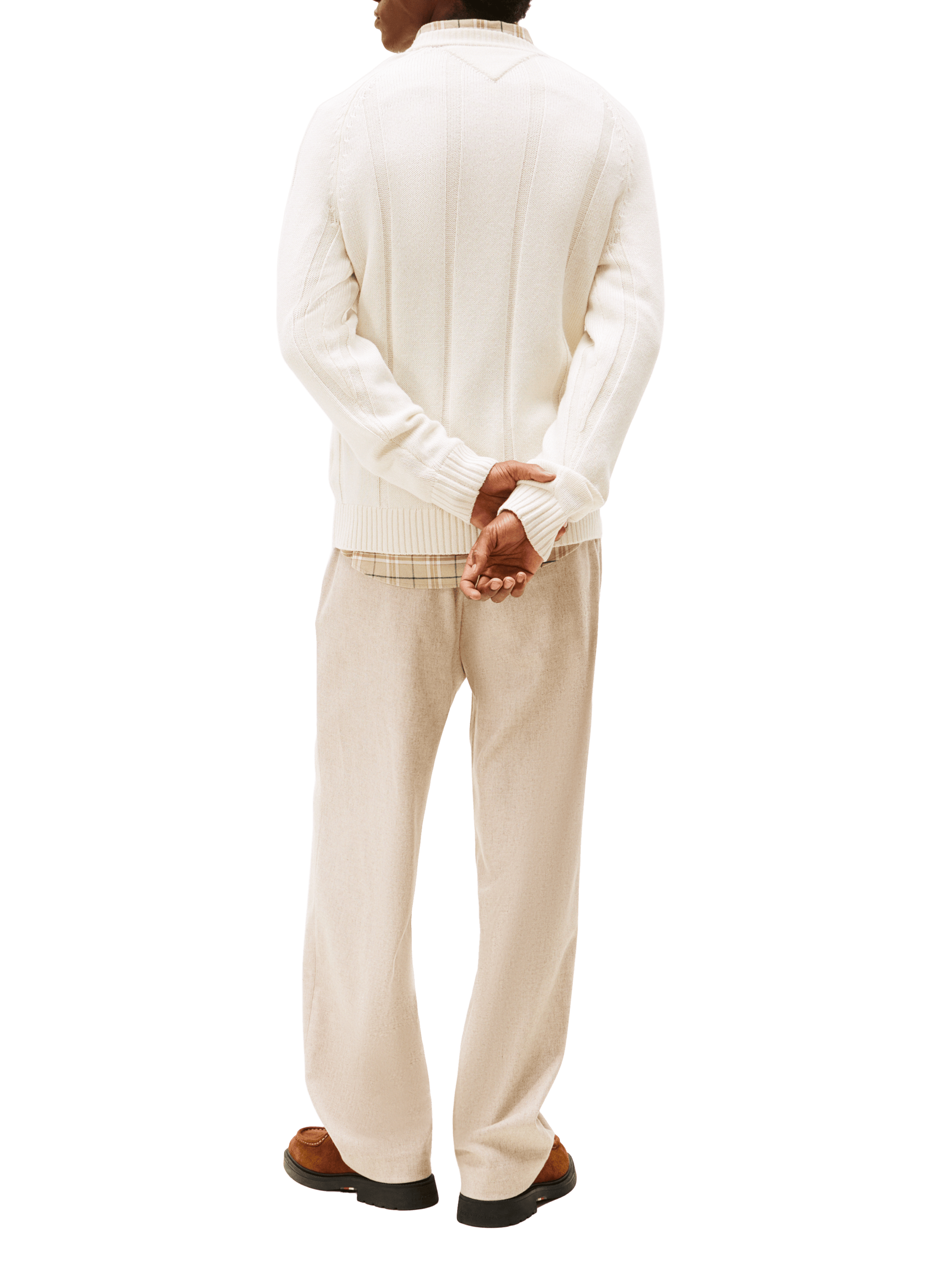 Pull col rond en laine TOMMY HILFIGER Beige