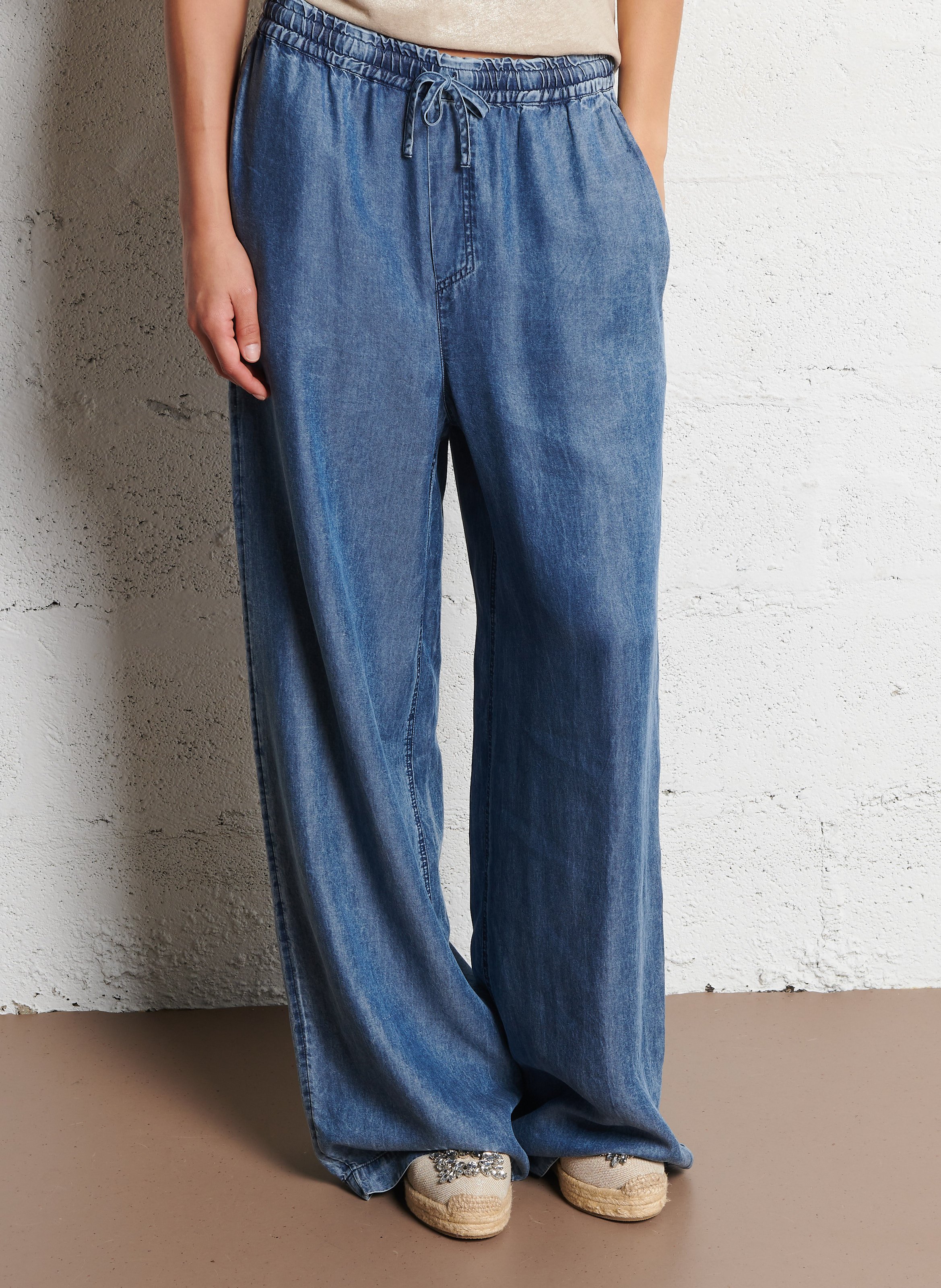 Pantalon large aspect jean dana IKKS Bleu