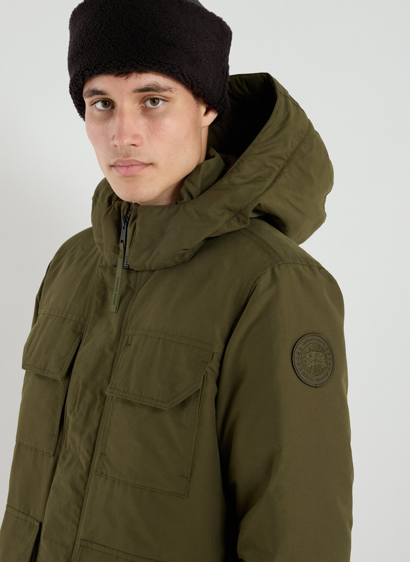 Parka with removable hood in blended cotton CANADA GOOSE Green