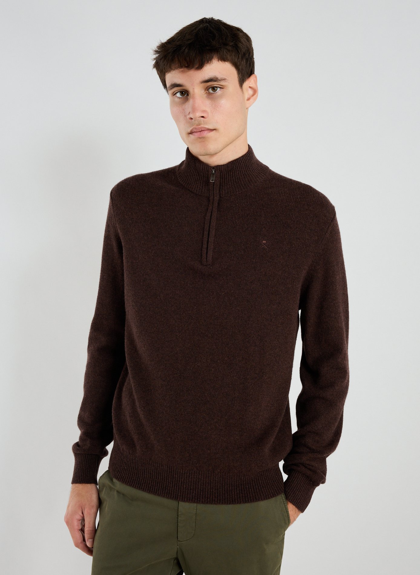HACKETT High collar sweatshirt in wool Brown