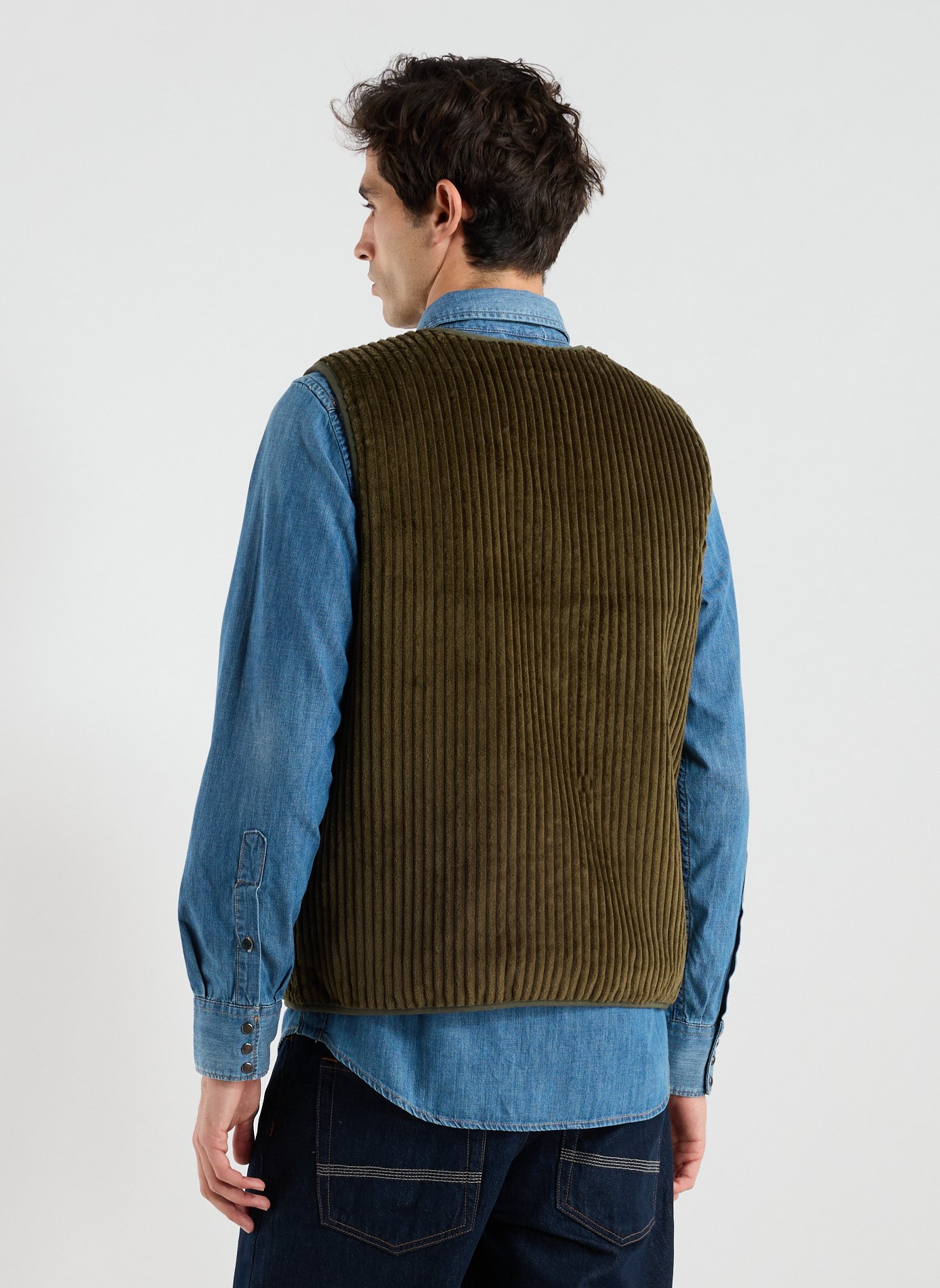 Reversible sleeveless cotton vest FAGUO Green