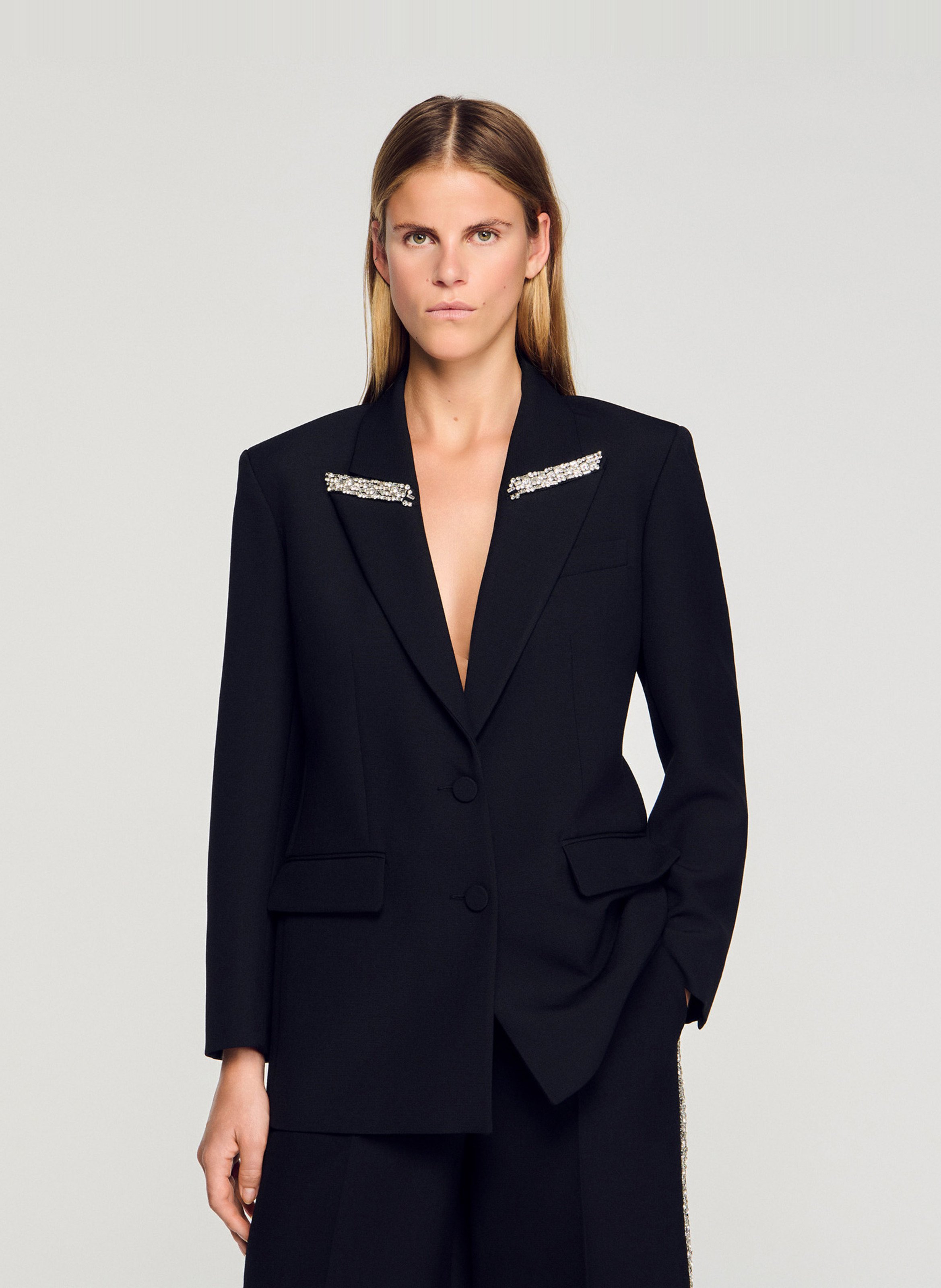 Veste de smoking droite SANDRO Noir