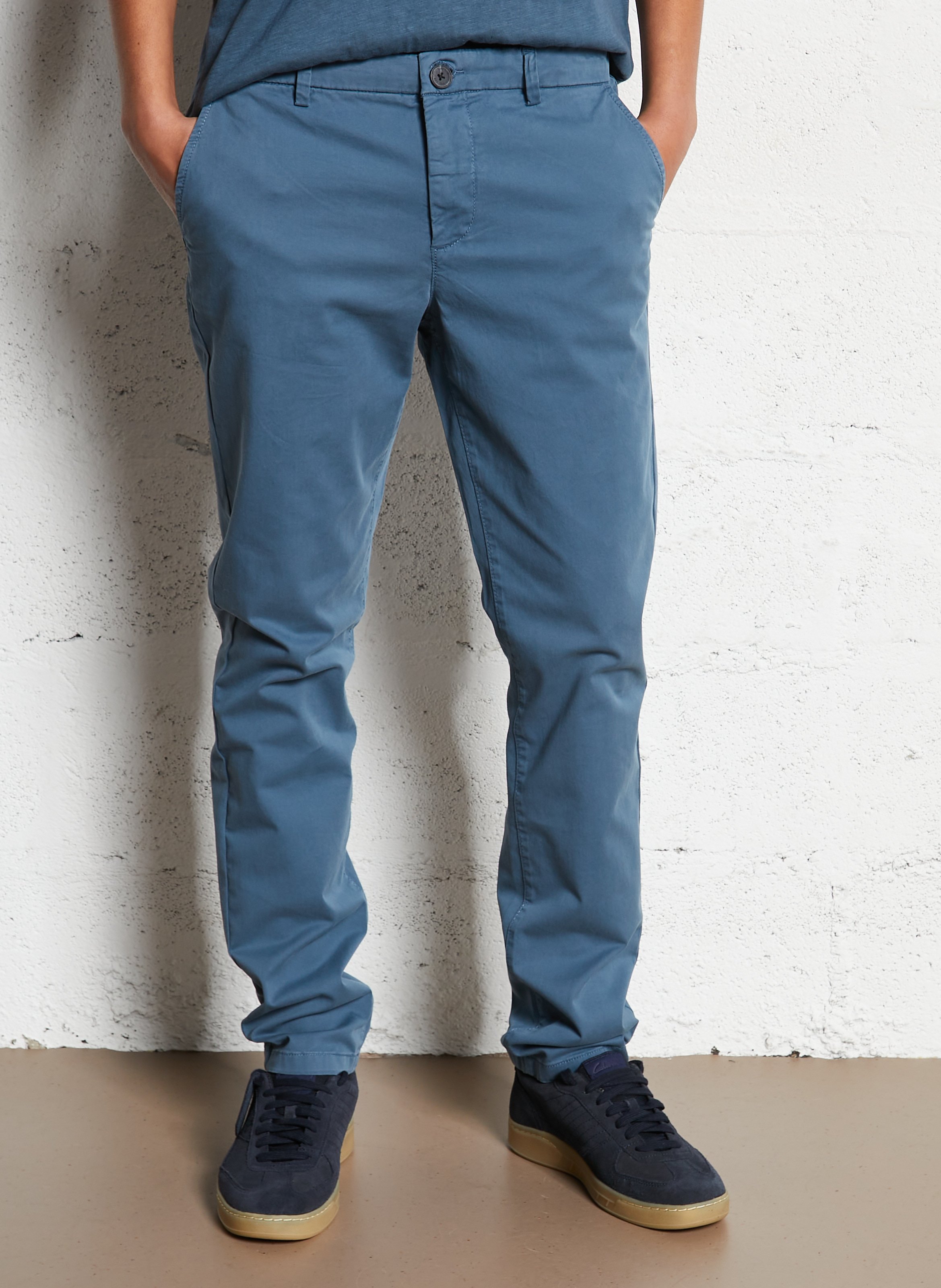 Chino slim-fit en coton mélangé  Bleu grise