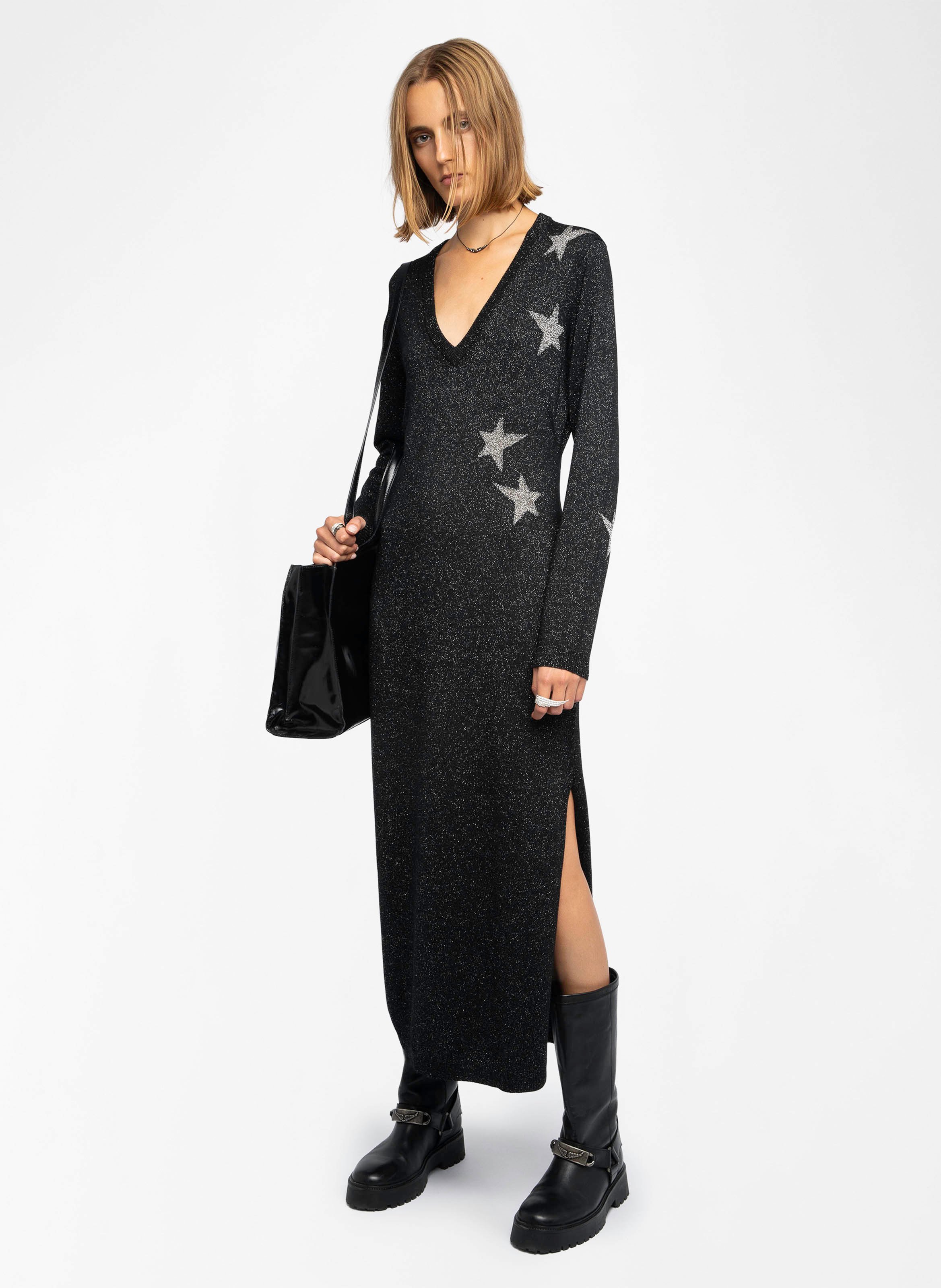Robe longue col v en laine mélangée stelly ZADIG&VOLTAIRE Noir