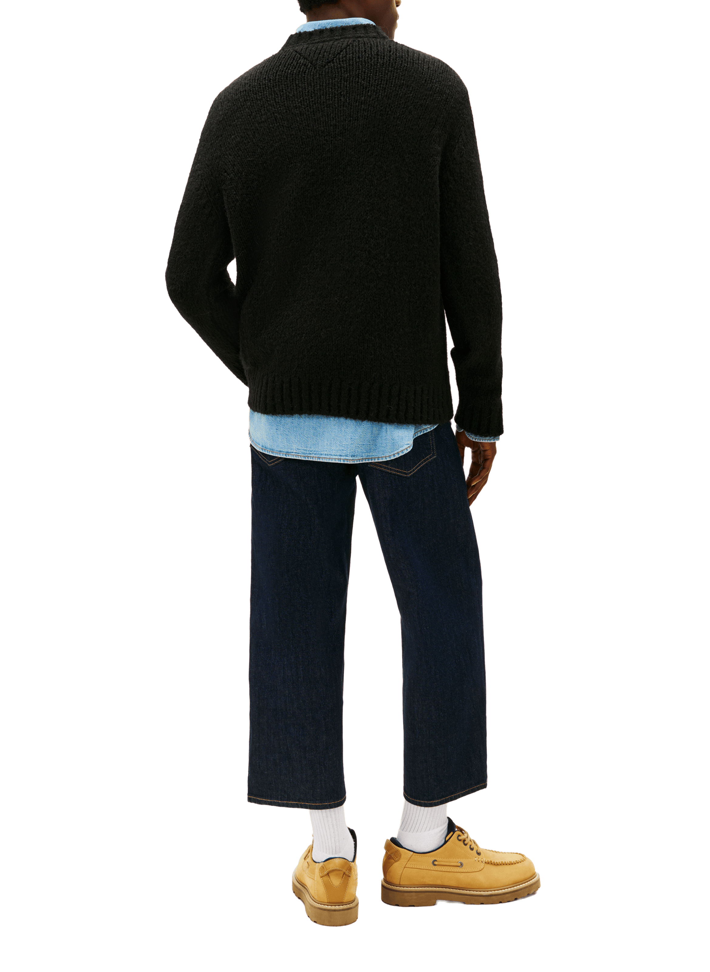 Ribbed knit cotton blend sweater TOMMY HILFIGER Black