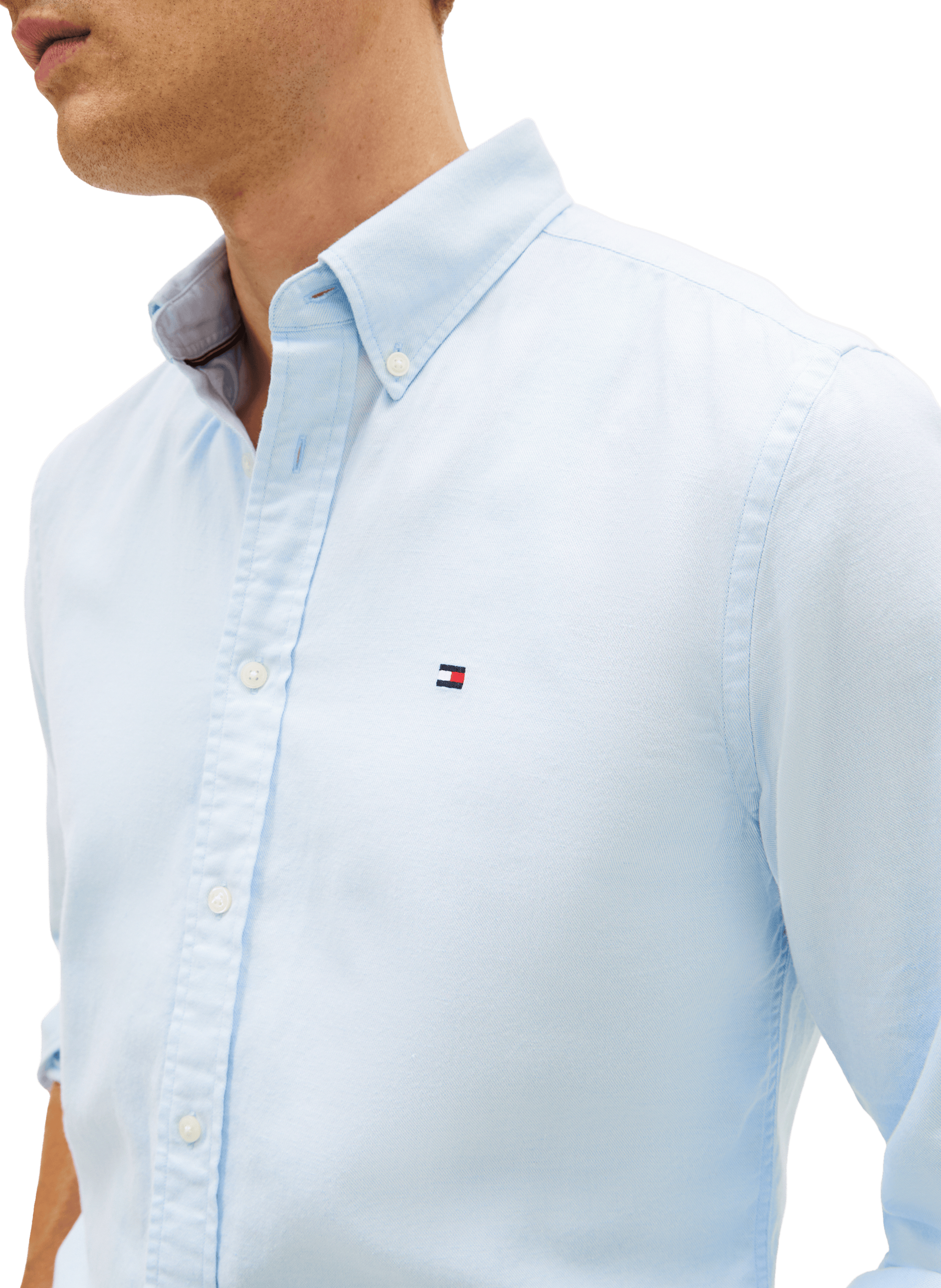 Chemise classique en coton et lin TOMMY HILFIGER Blanc