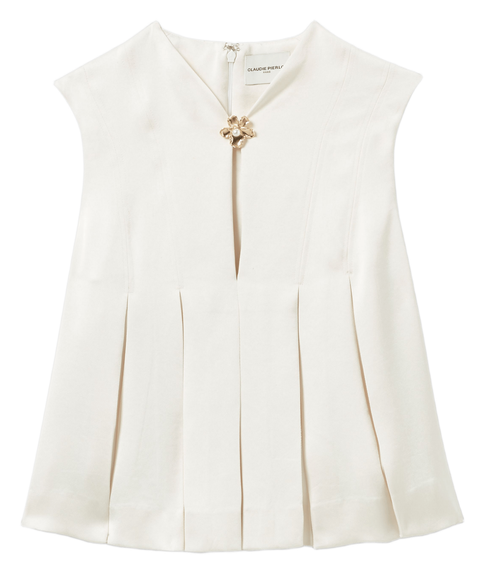 Top col mao satiné betty CLAUDIE PIERLOT Blanc