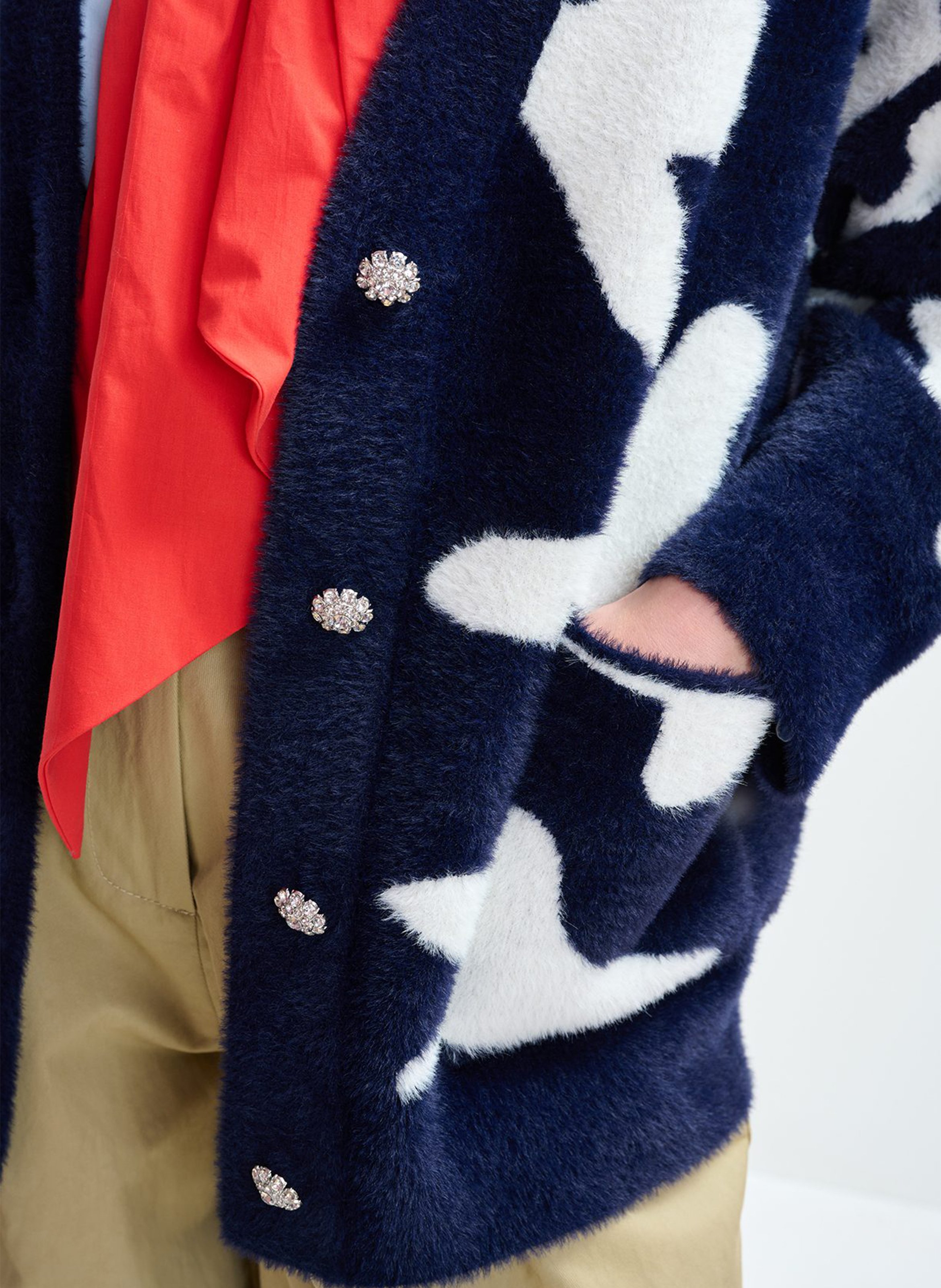 Cardigan à motifs col v jarden ESSENTIEL ANTWERP Bleu