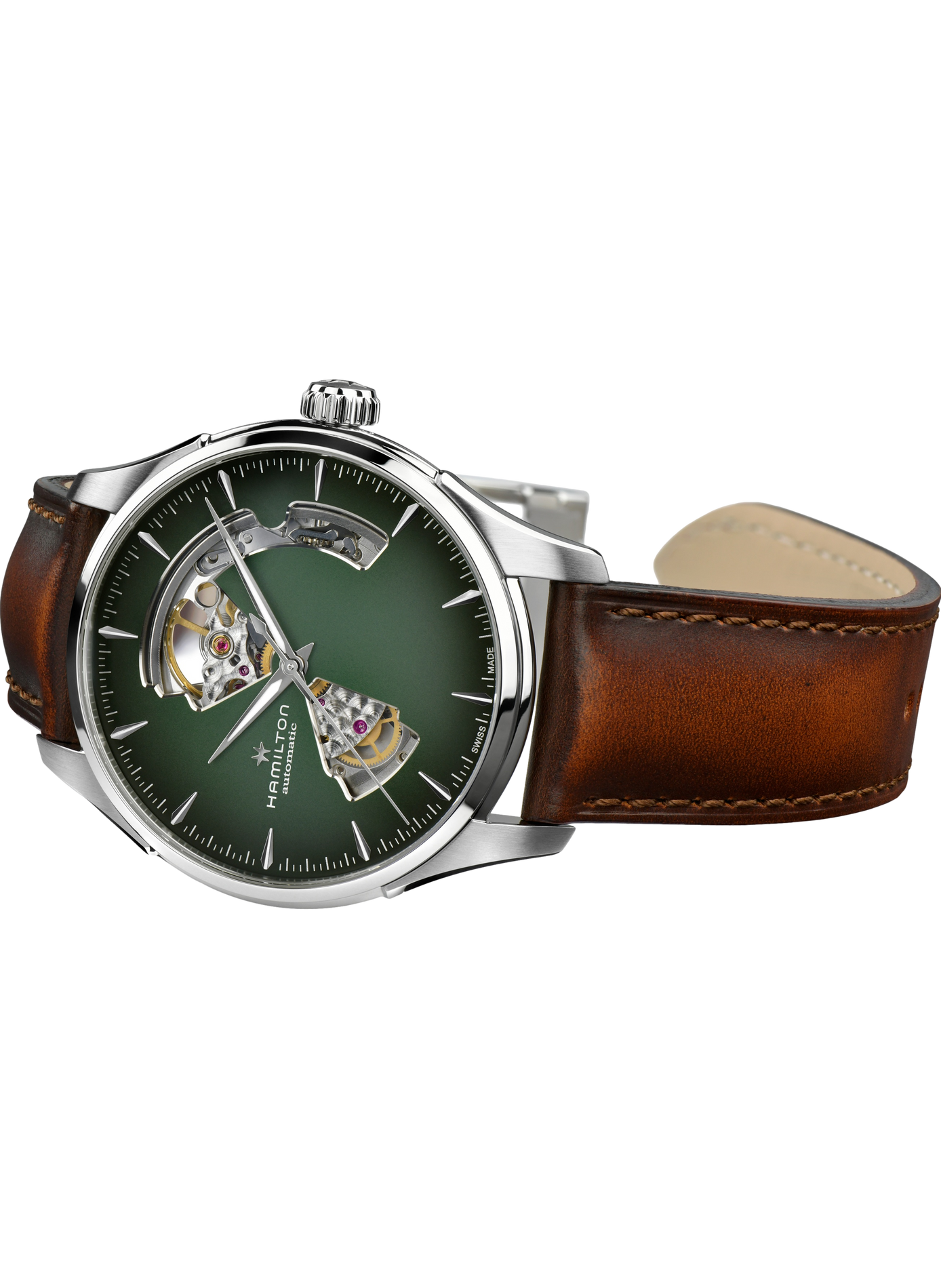 Montre automatique en cuir et acier inoxydable HAMILTON Vert