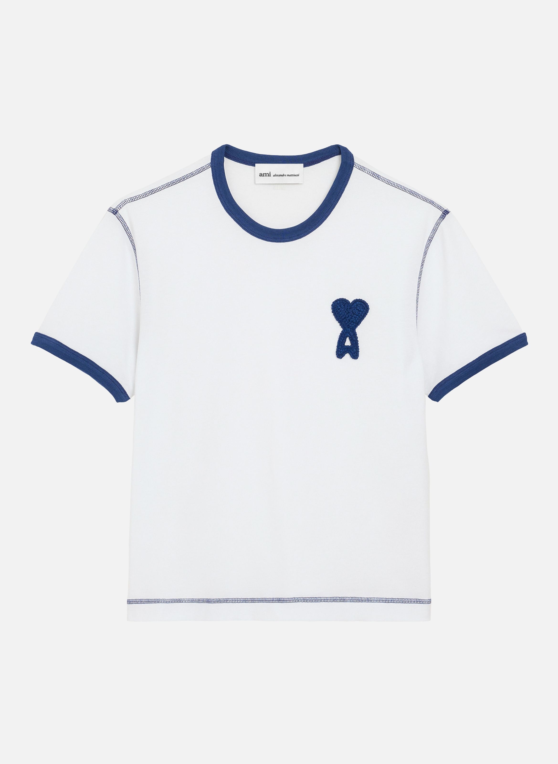 T-shirt ami de coeur en crochet unisexe en coton AMI PARIS Blanc