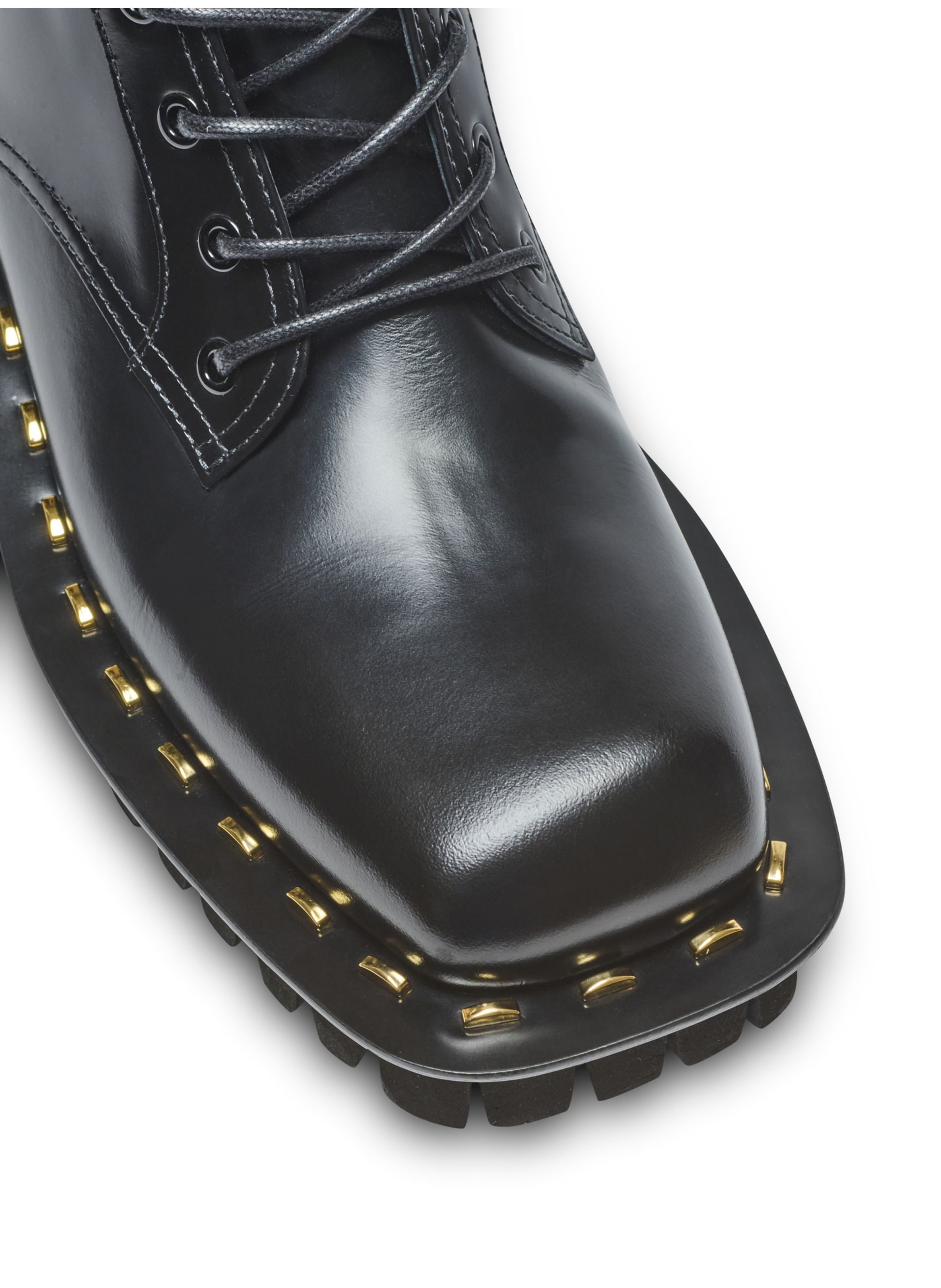 Boots ranger en cuir glacé BALMAIN Noir