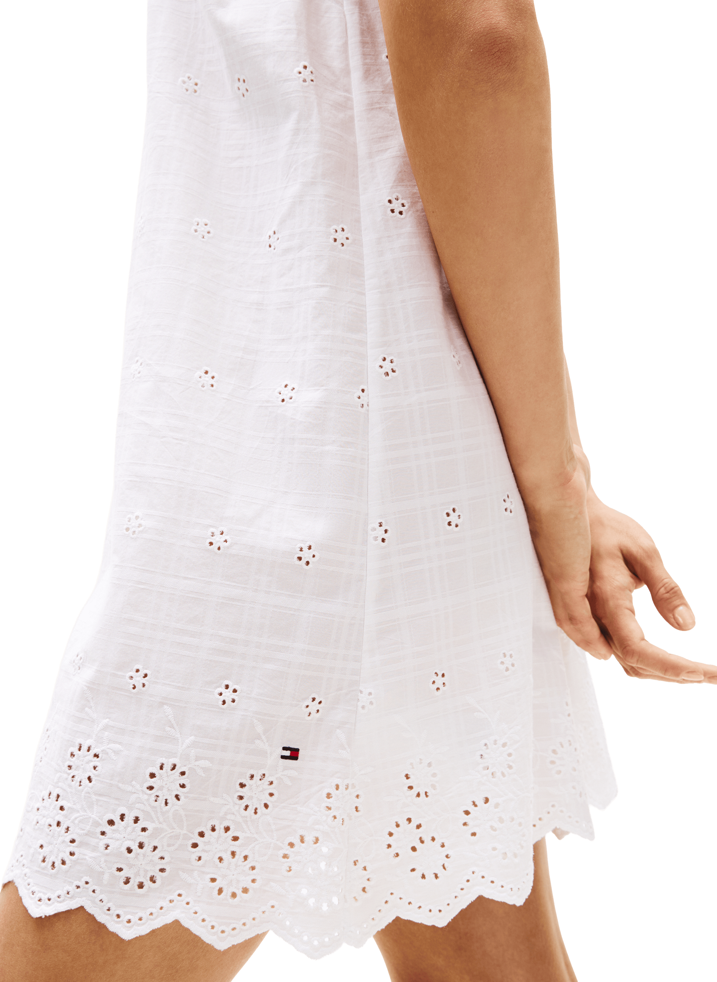 Cotton nightdress with embroidery and V-neck TOMMY HILFIGER White