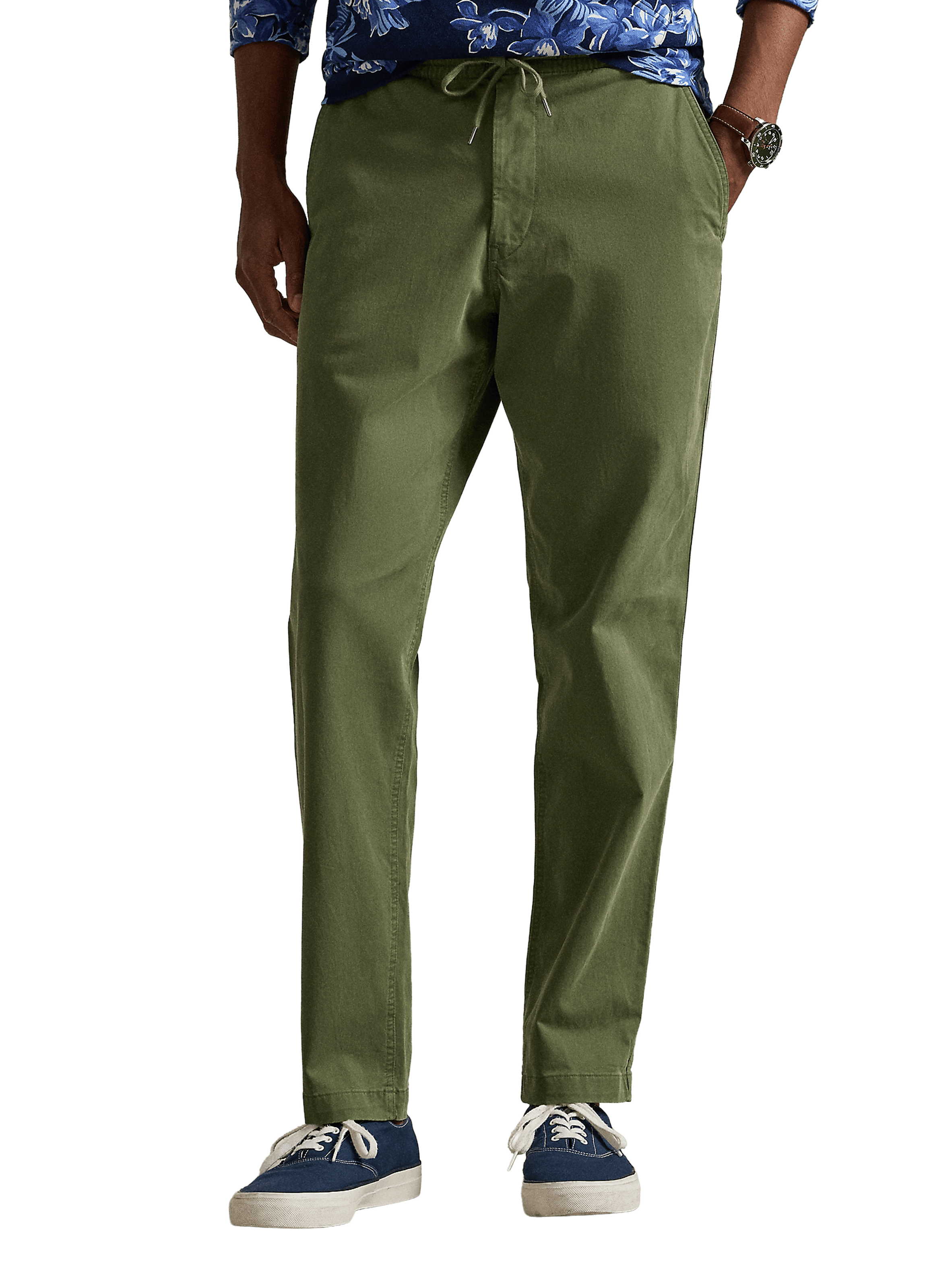 Pantalon droit taille élastiquée en coton POLO RALPH LAUREN Vert