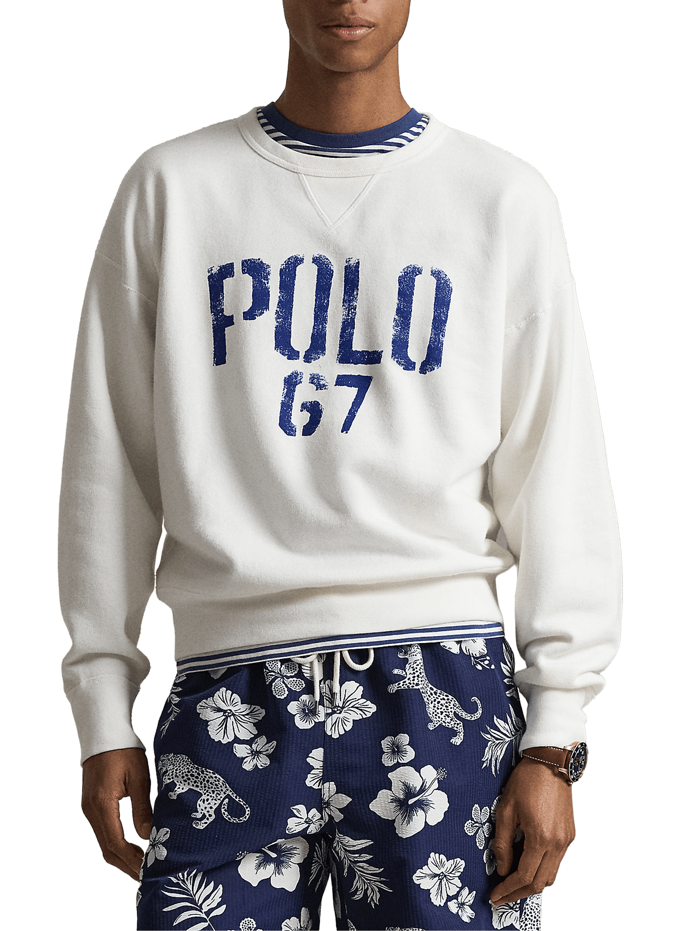 Sweat imprimé logo en coton mélangé POLO RALPH LAUREN White
