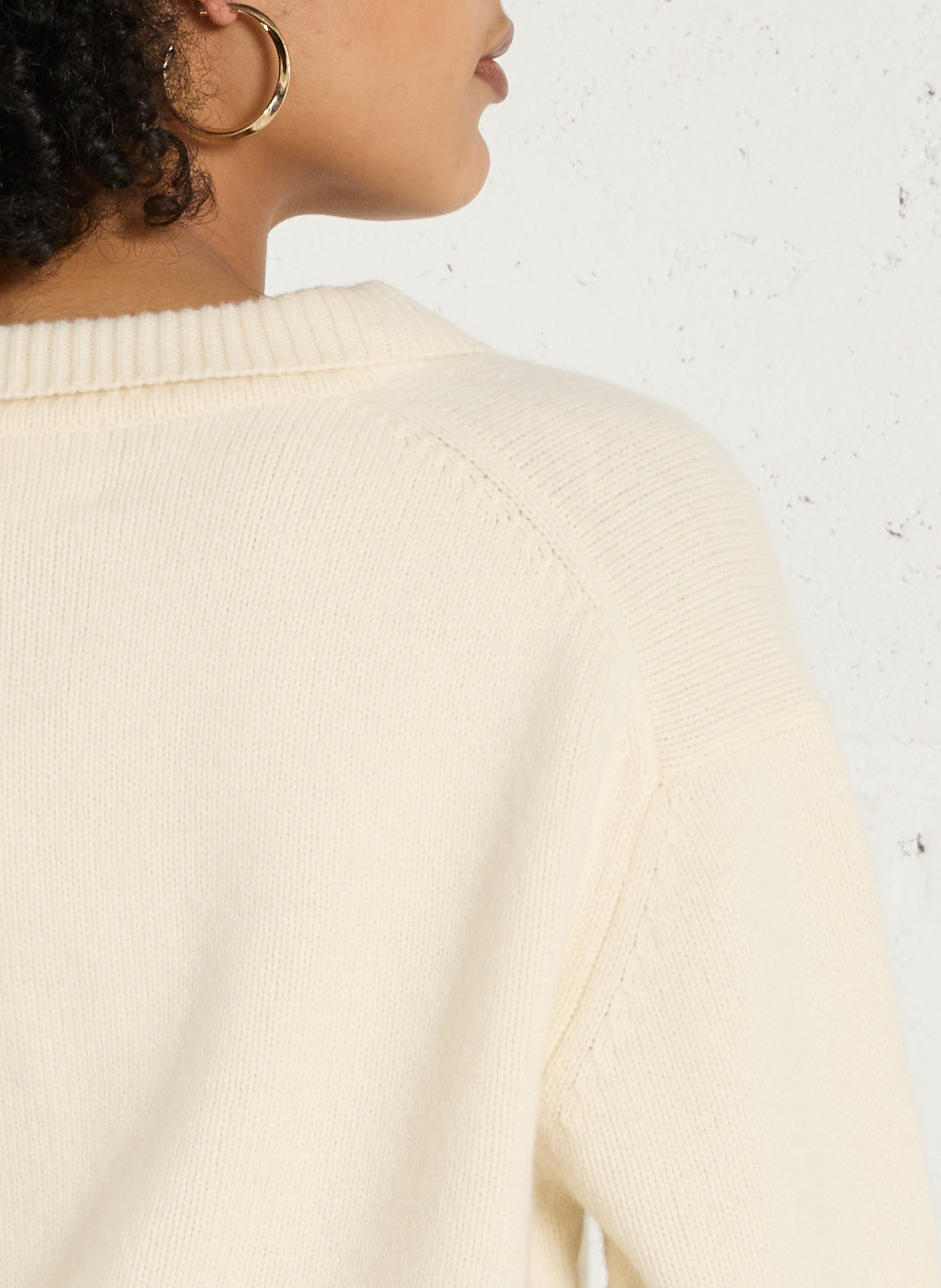 Cardigan court uni en laine Peter MAISON 123 Blanc