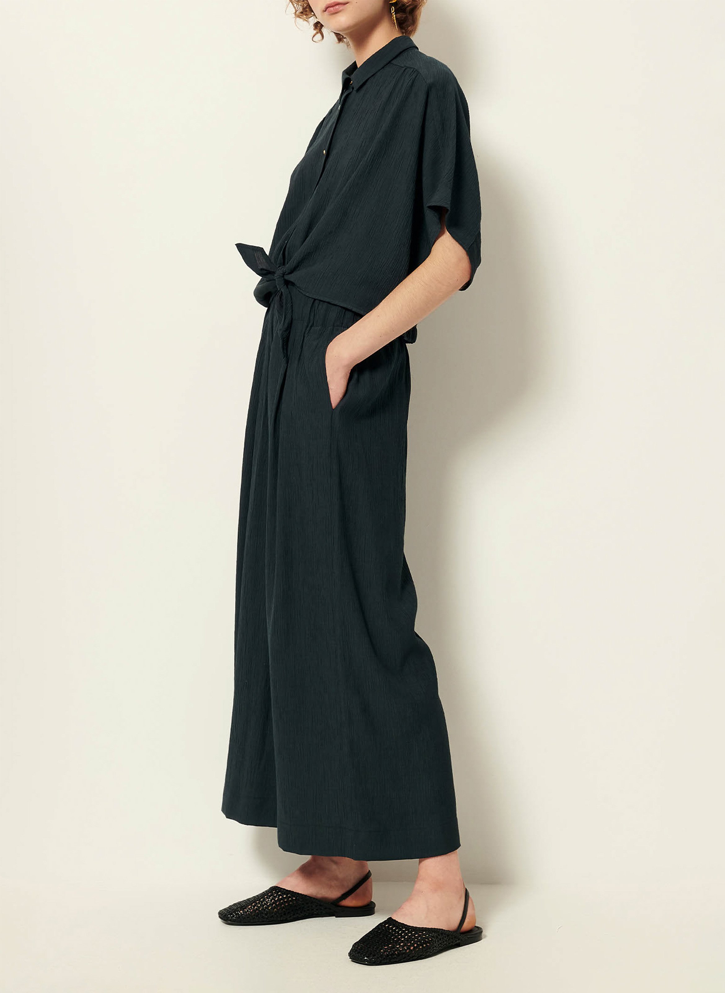 Chemise ample nouée en linon antique alfassa SESSUN Vert