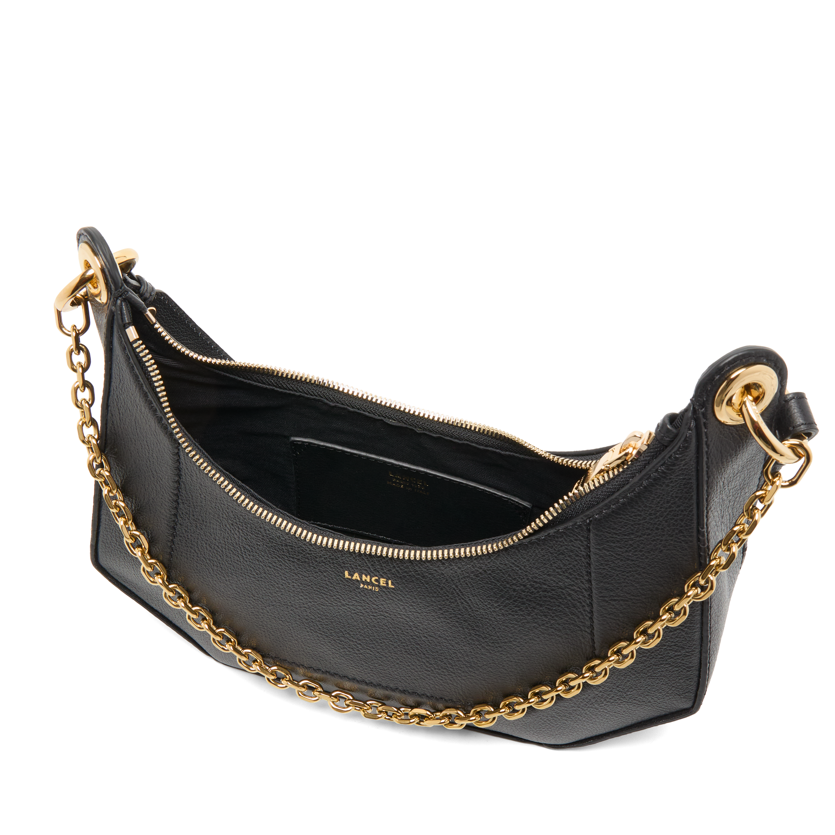 Sac zippé m double porté croisette de lancel en cuir LANCEL Noir