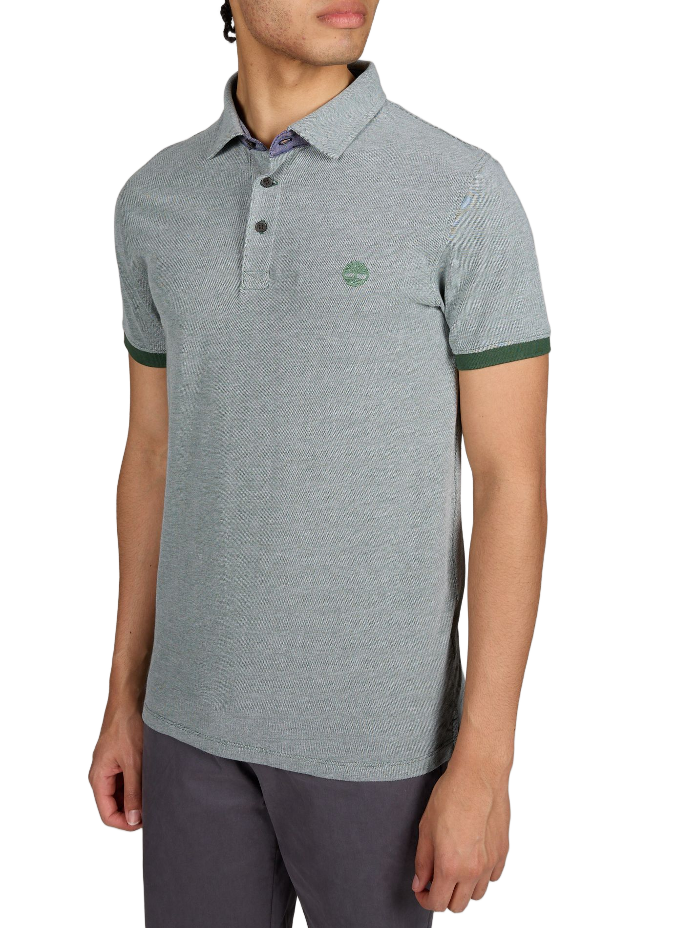 Short-sleeved knit polo in mottled fabric TIMBERLAND Green