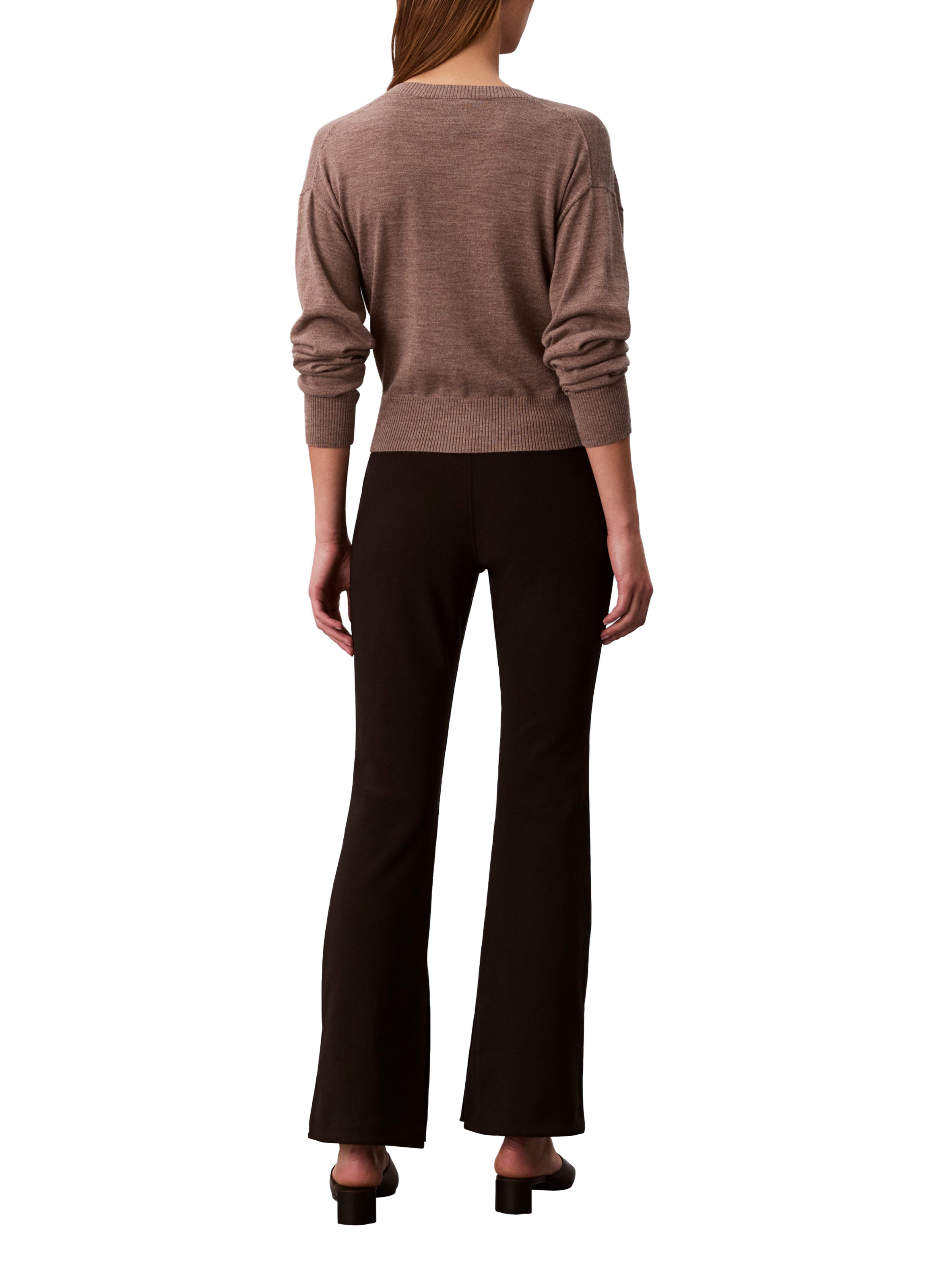 Pantalon évasé taille haute à fentes latérales  CALVIN KLEIN Noir