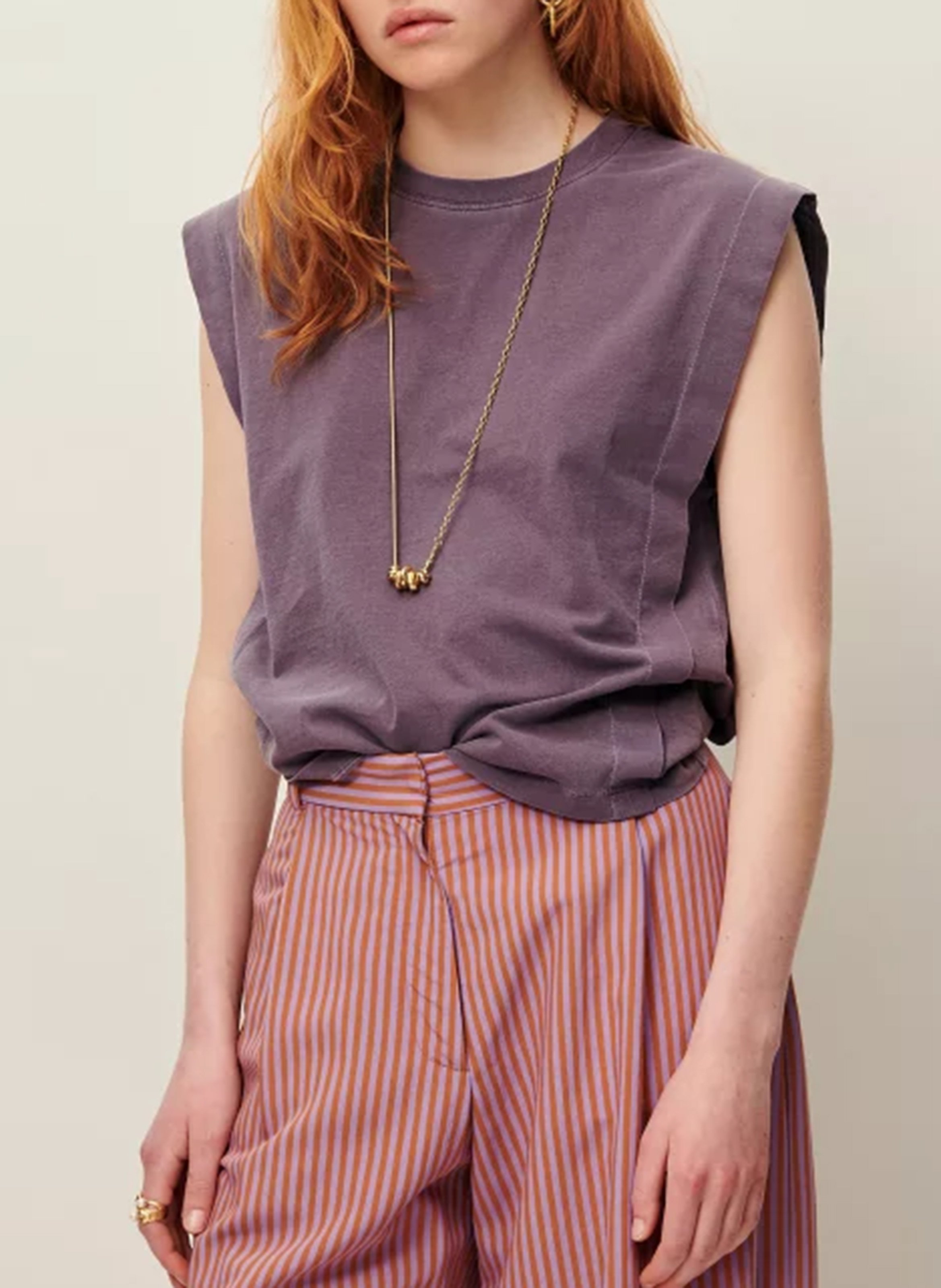 Tee-shirt col rond droit en coton bio orlando SESSUN Beige