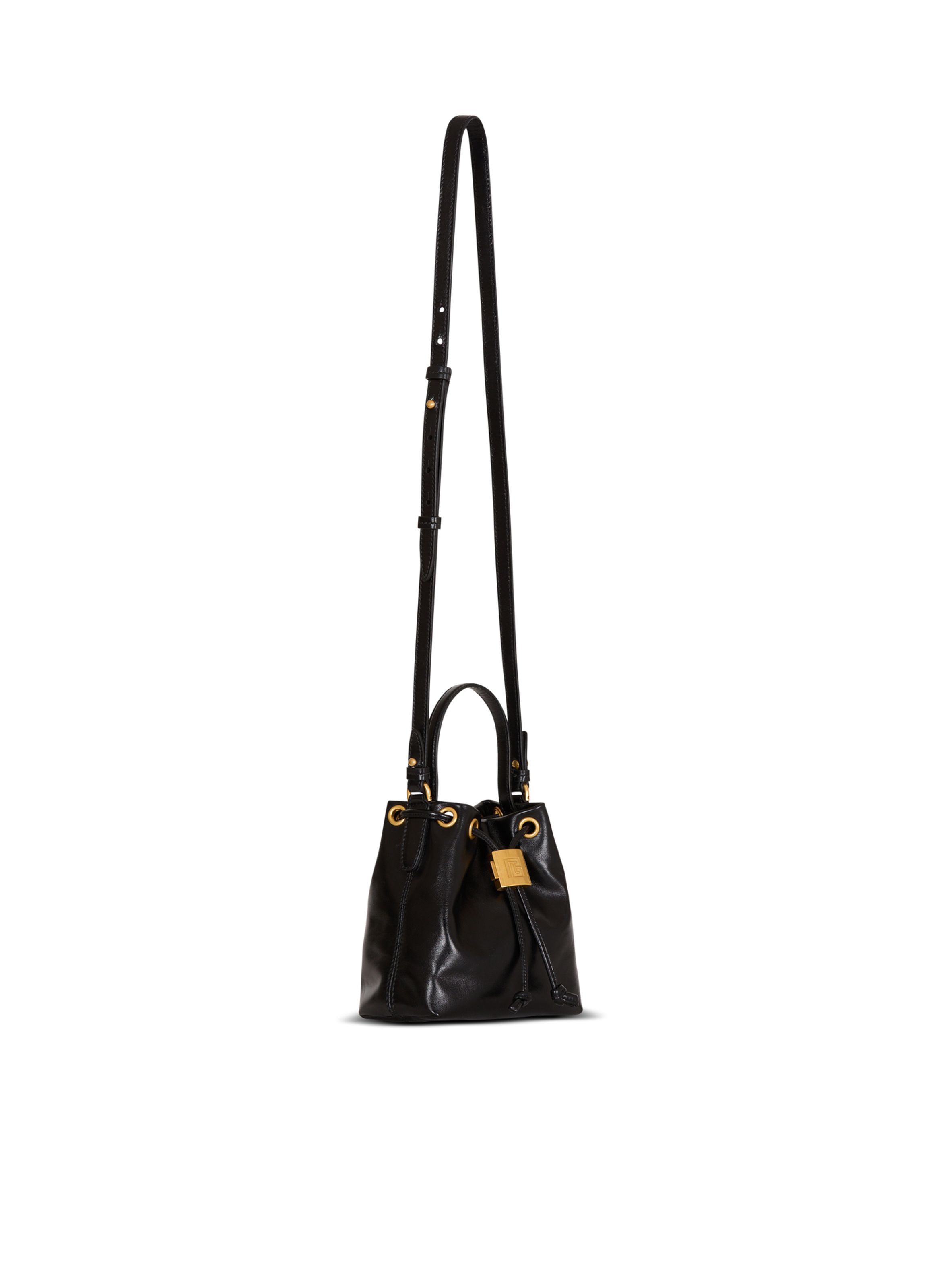 Sac pulse bucket en cuir lisse BALMAIN Noir