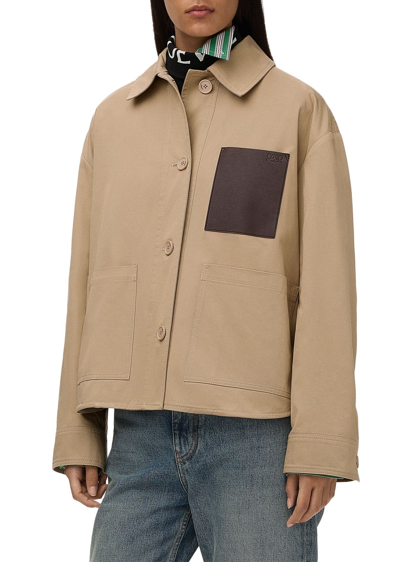 Utility-Jacke aus Baumwolle mit Ledertasche LOEWE Beige