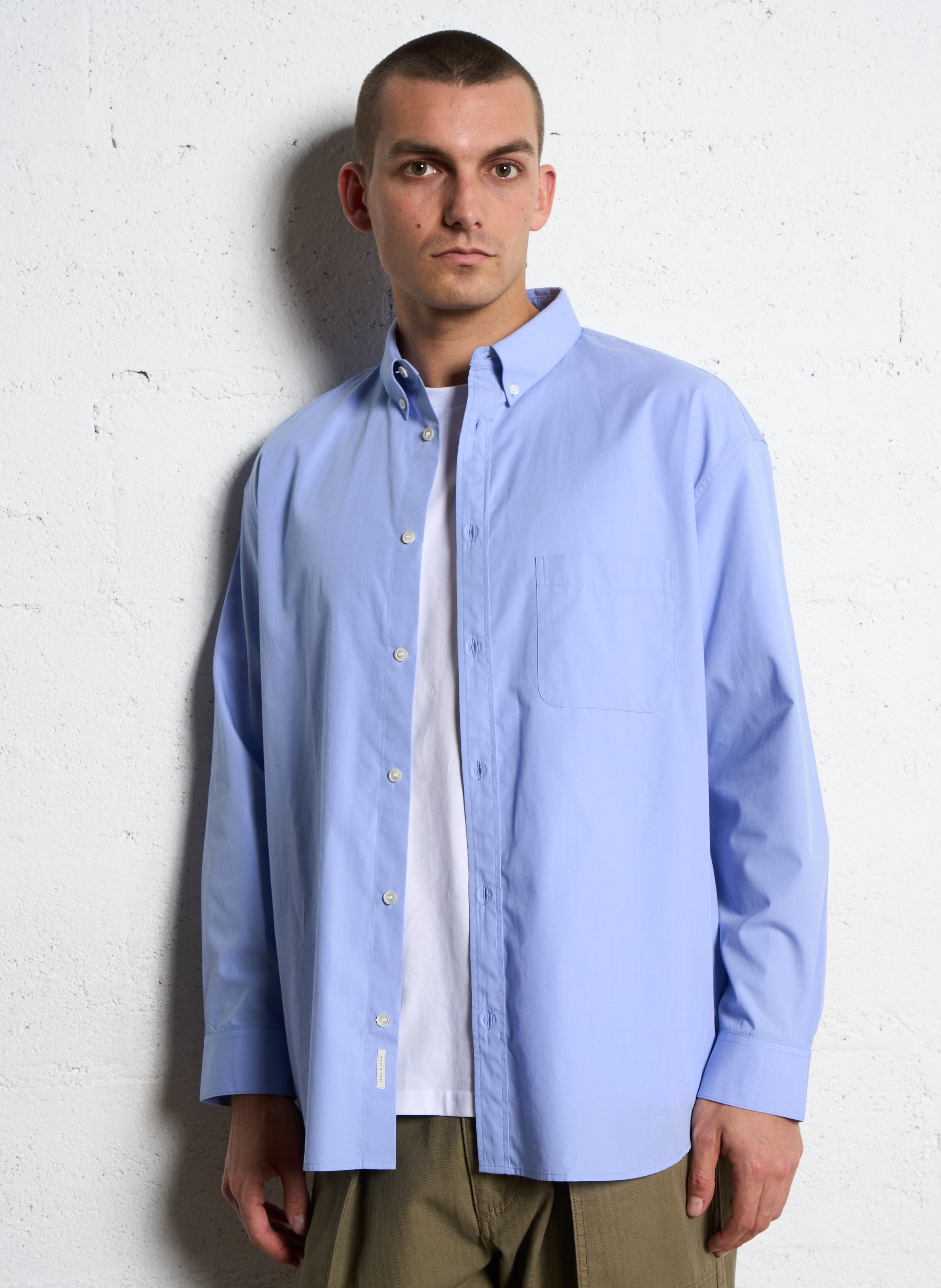 Chemise ample col américain en coton IKKS Bleu