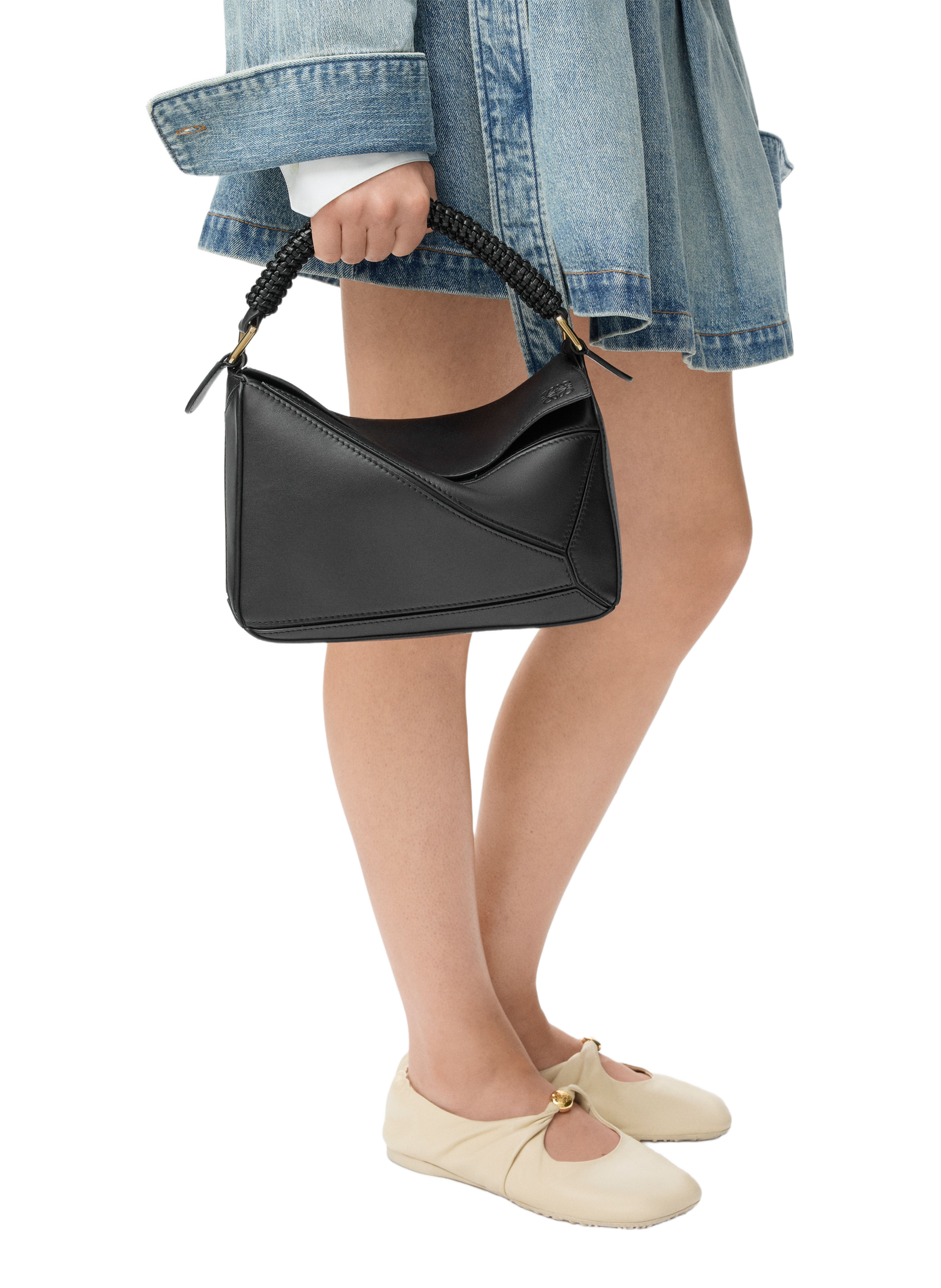Small Puzzle bag in smooth calf leather and nappa lambskin LOEWE Black