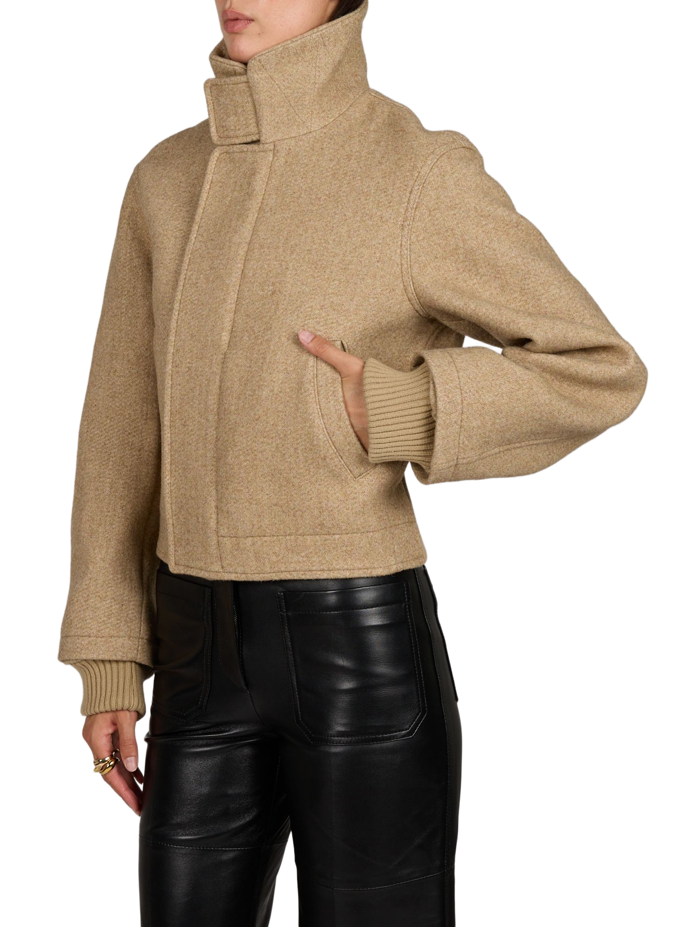 Short wool blend jacket VICTORIA BECKHAM Brown