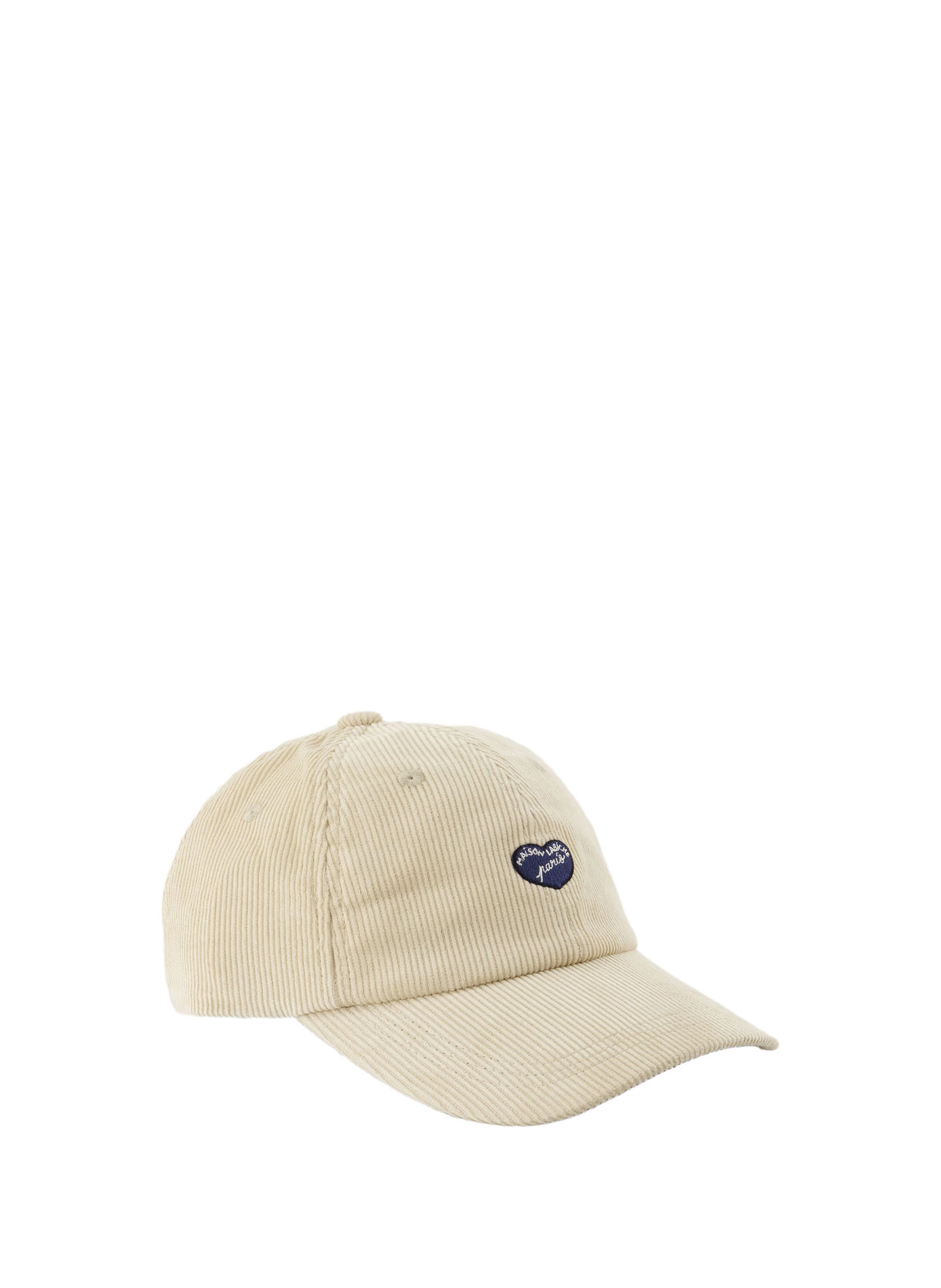 Ribbed Beaumont Heart Patch Cotton Cap MAISON LABICHE Beige