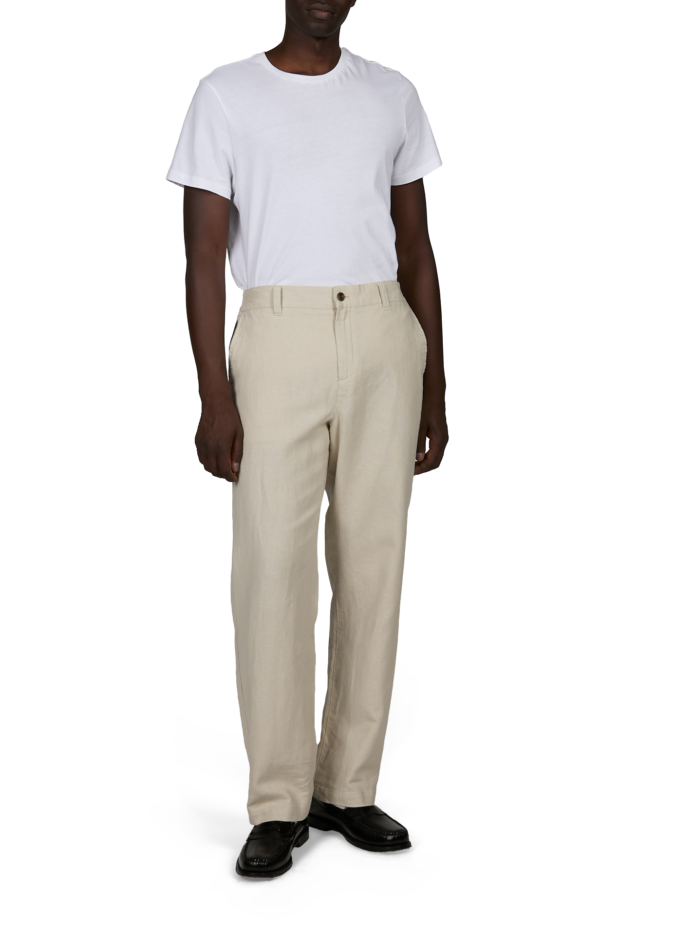 Straight-fit linen and cotton trousers LES DEUX Beige
