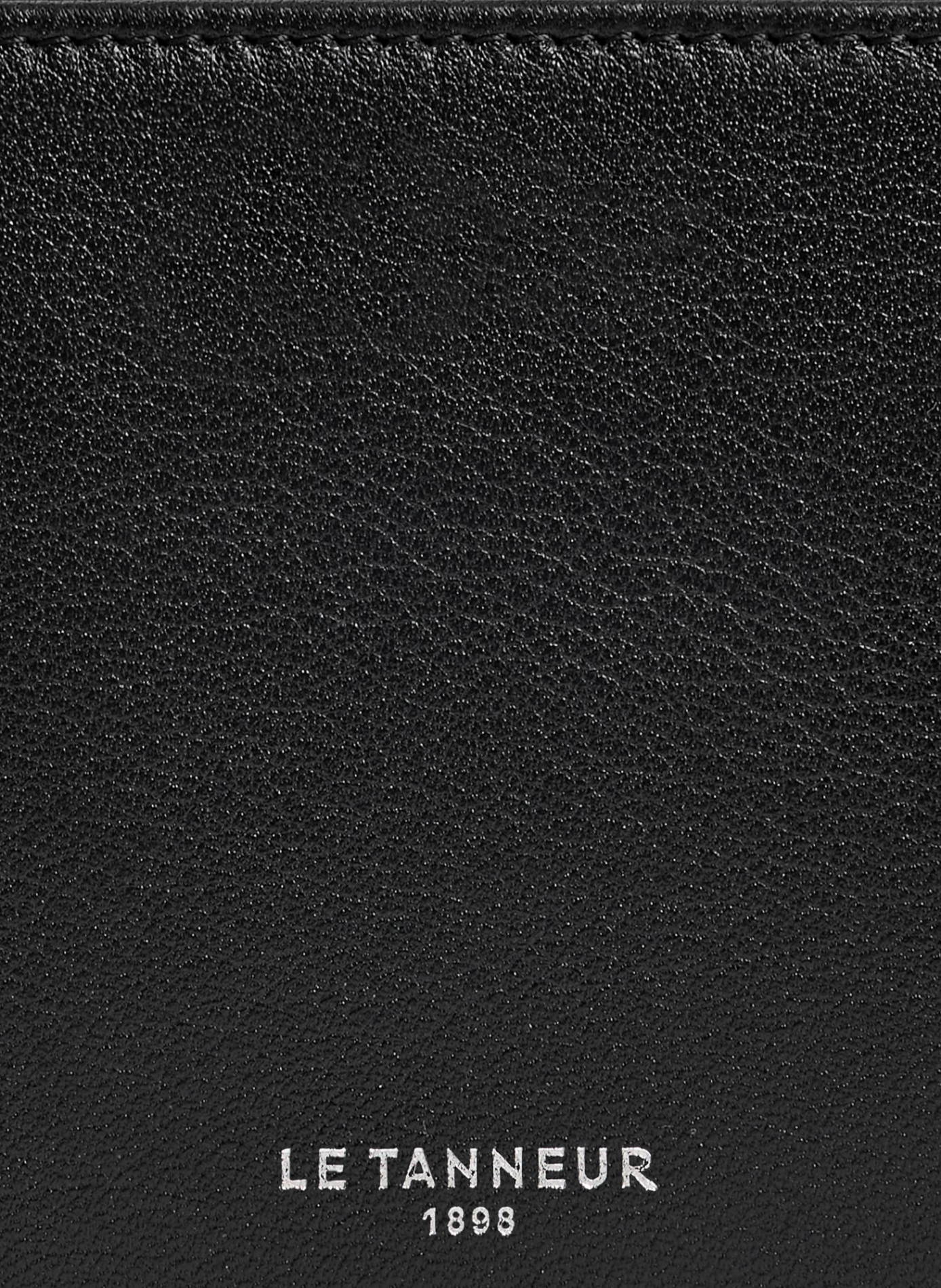 Porte monnaie zippé avec porte cartes amovible albertine en cuir lisse LE TANNEUR Noir