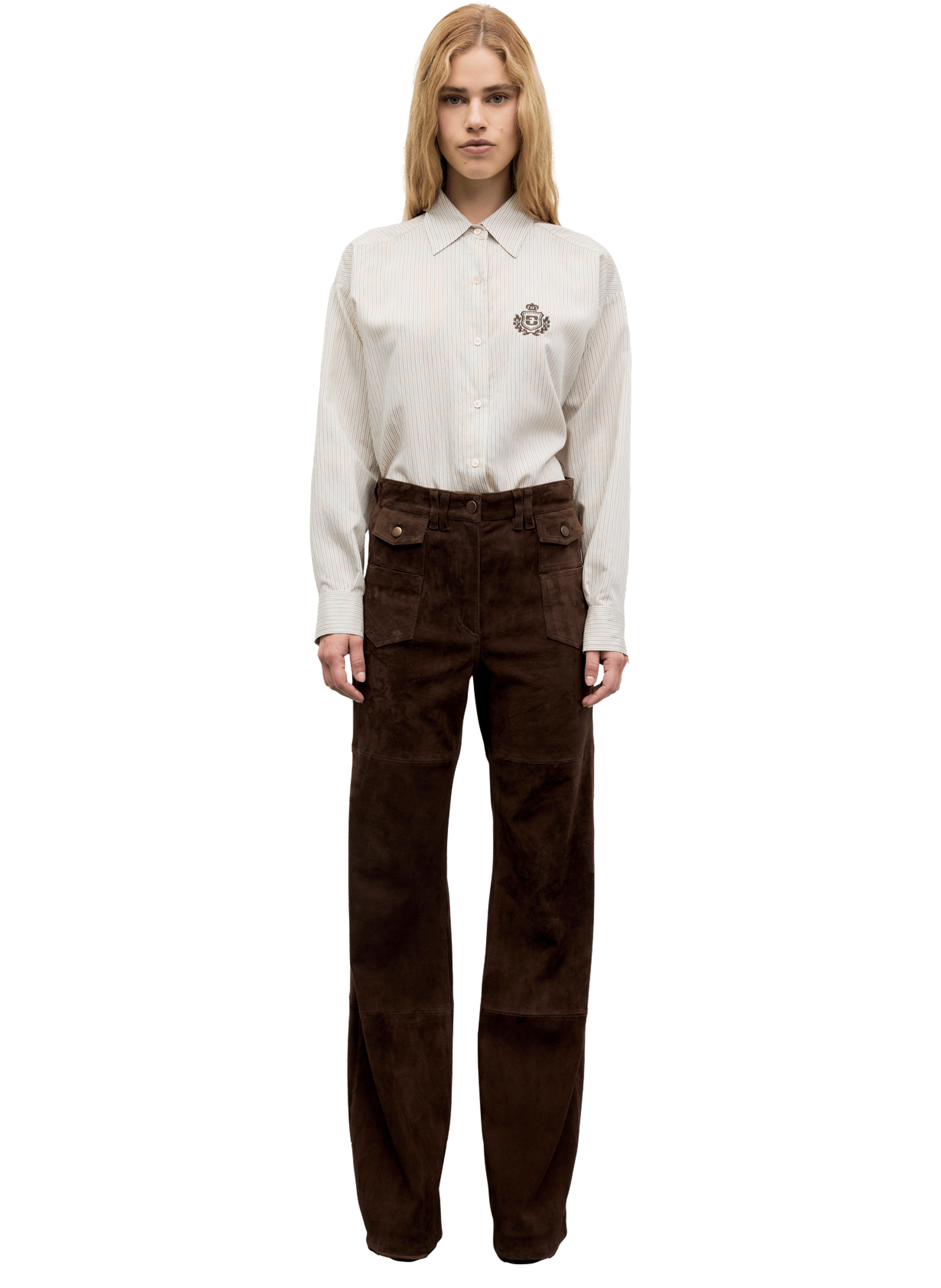 Jean flare en cuir velours - anna GERARD DAREL Marron