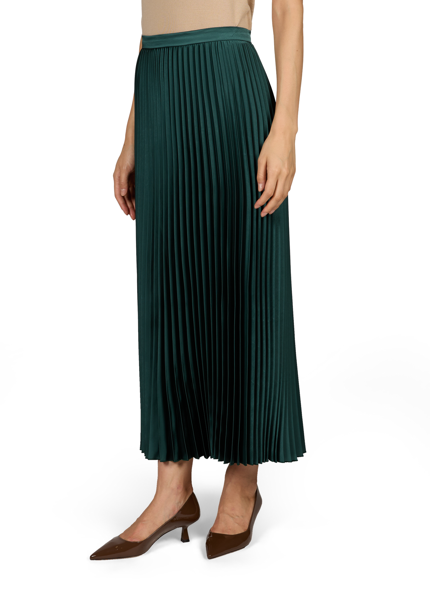 Jupe longue satinée à plis  MAX MARA WEEK END Vert