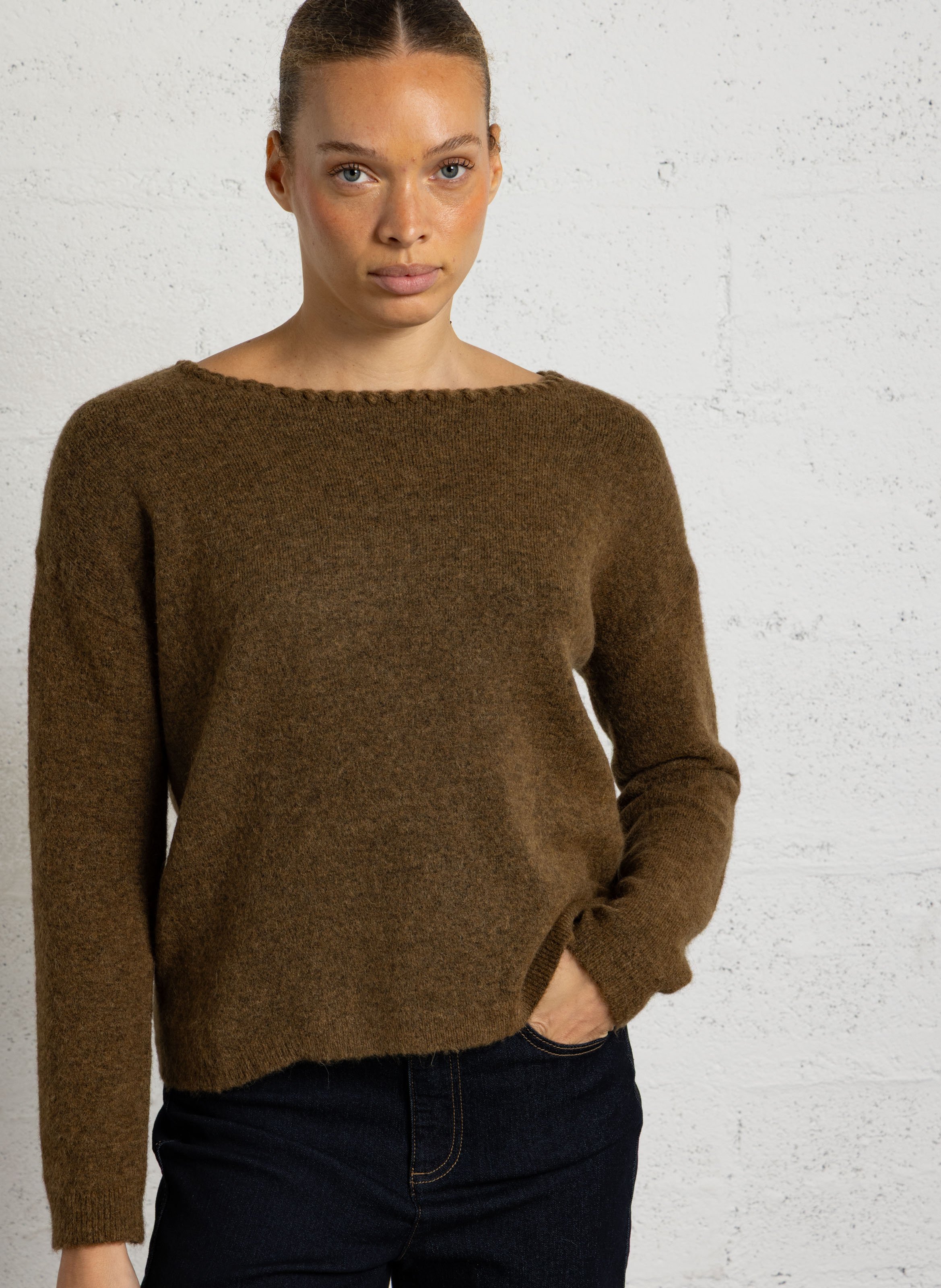 Pull droit en laine mélangée alesio MAISON 123 Vert