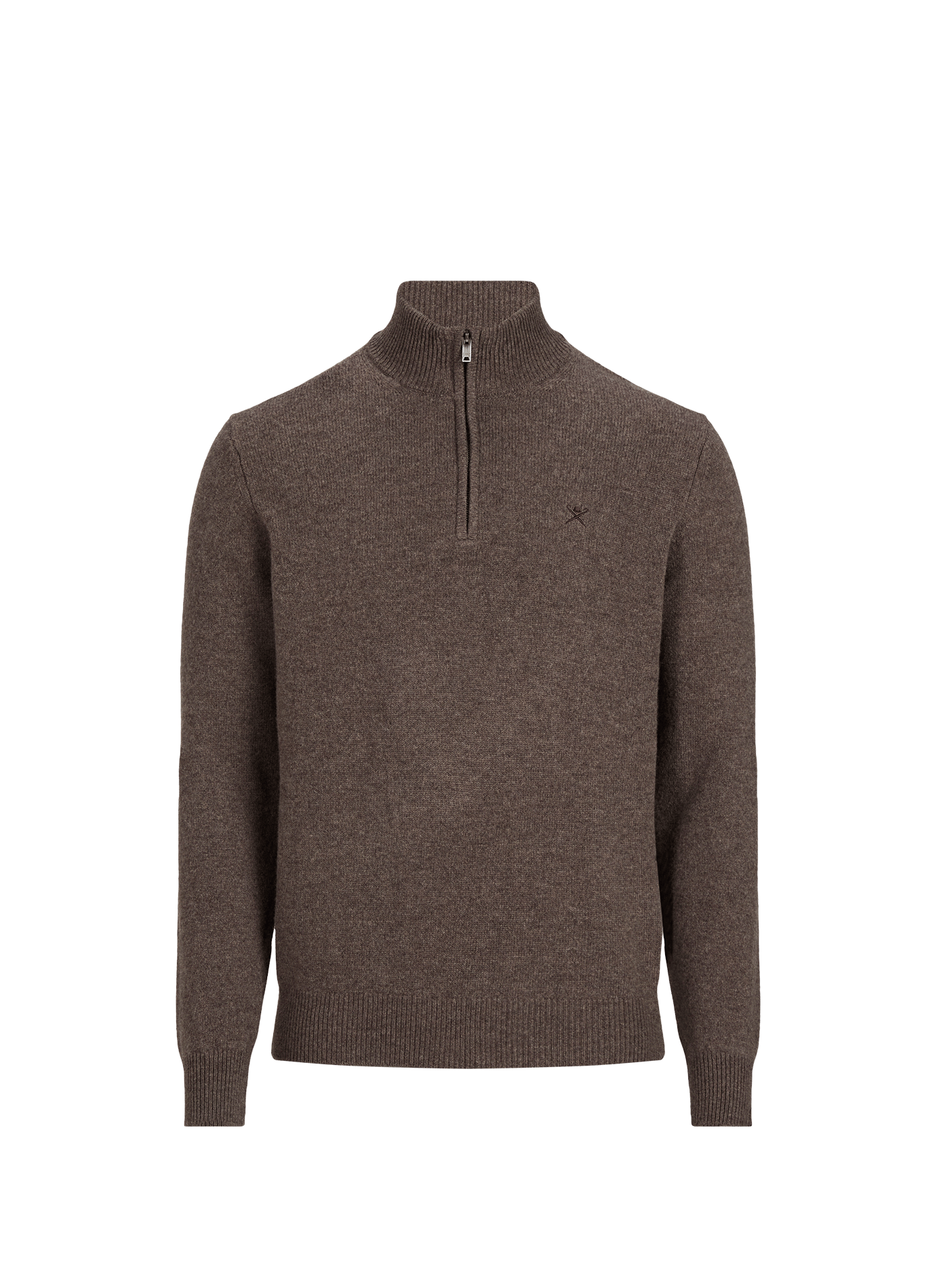 Pull droit col montant zippé en laine HACKETT Beige