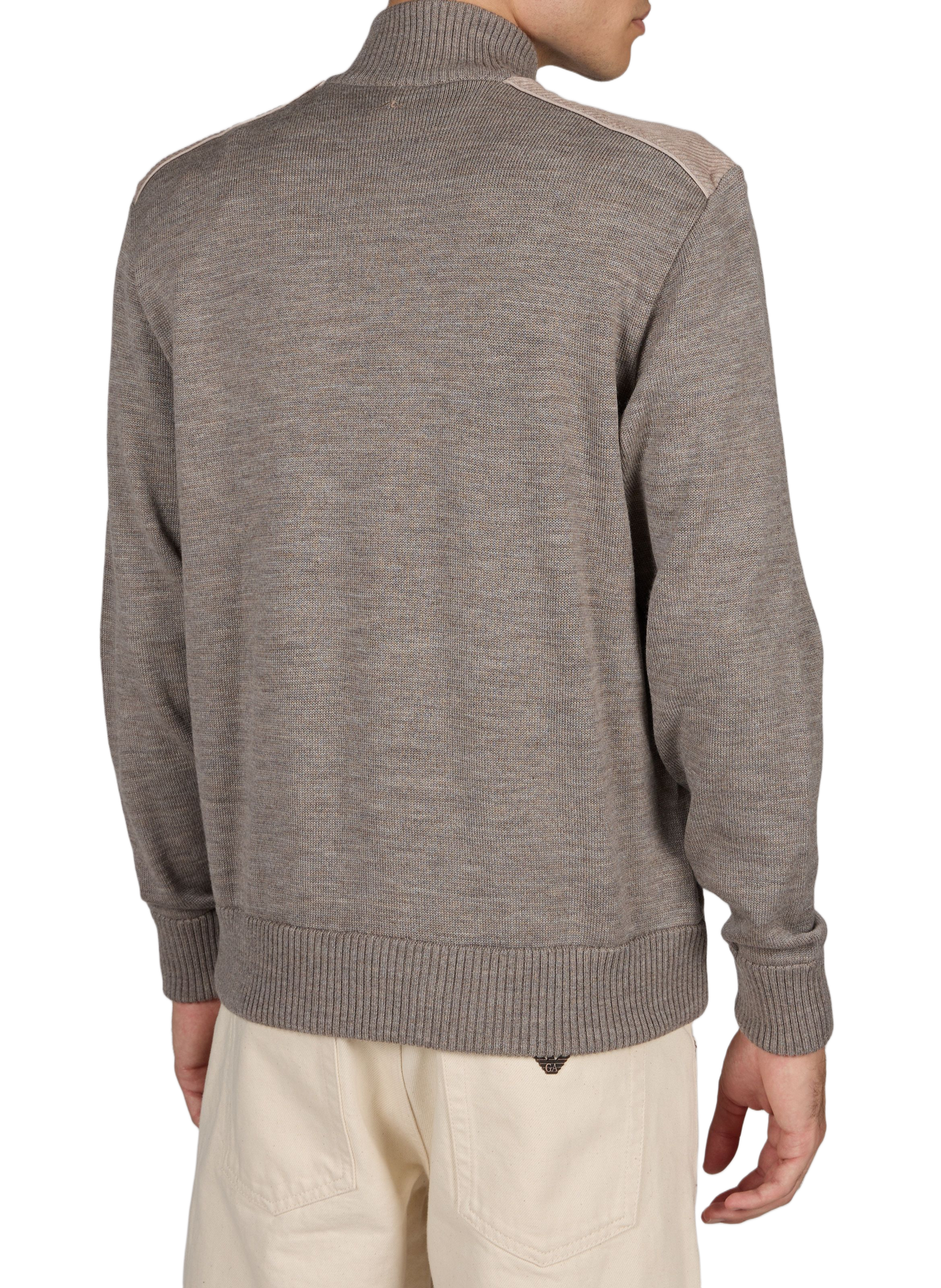 Cardigan maille col montant en laine PAUL & SHARK Beige
