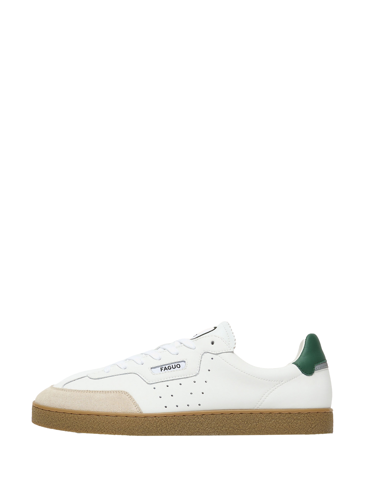 Mixed leather low-top sneakers FAGUO White