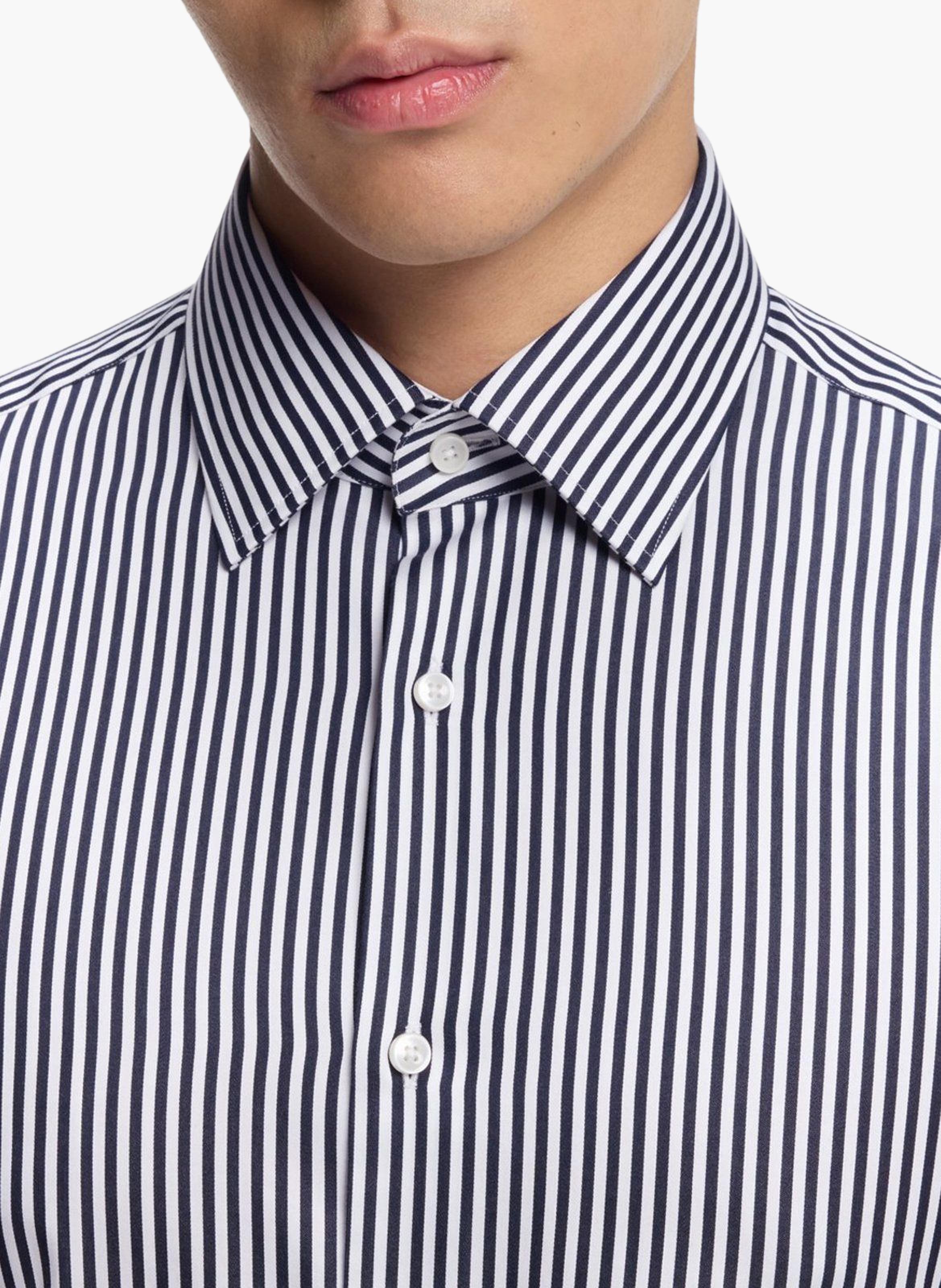 Chemise col classique en coton BOSS Bleu