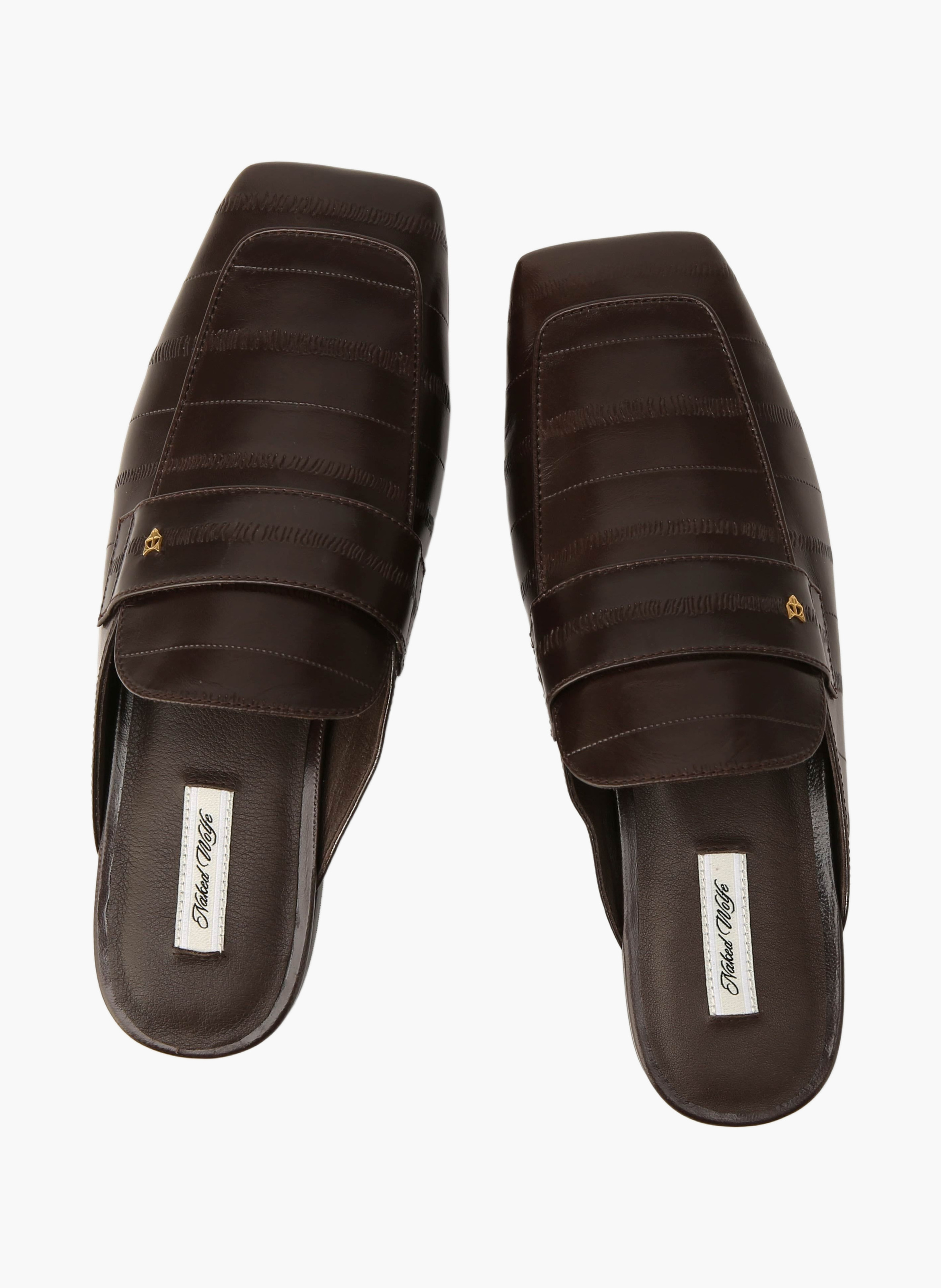 Bridgerton-mocassins van aalvisleer NAKED WOLFE Bruin