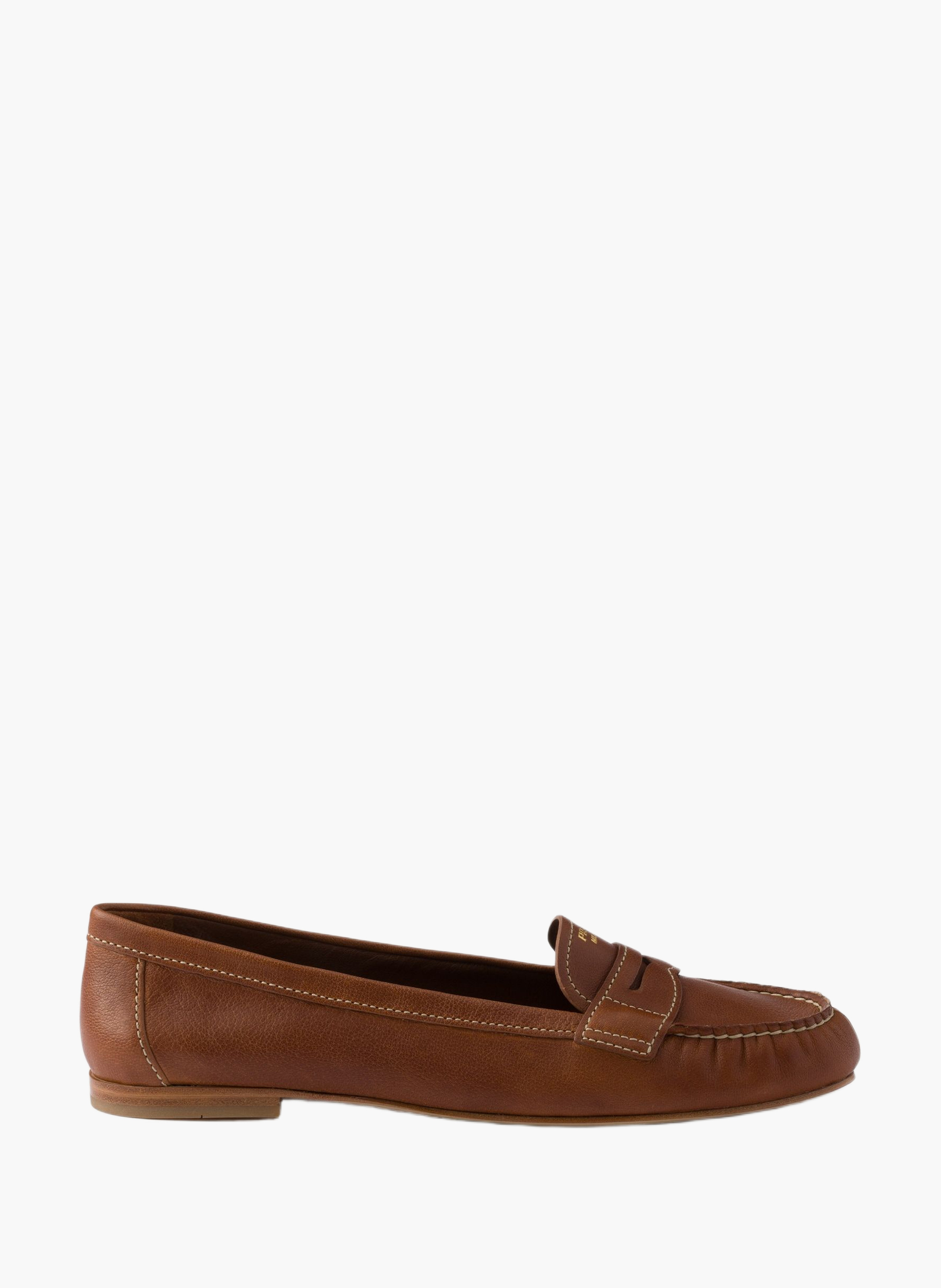 Mocassins en cuir PRADA Marron